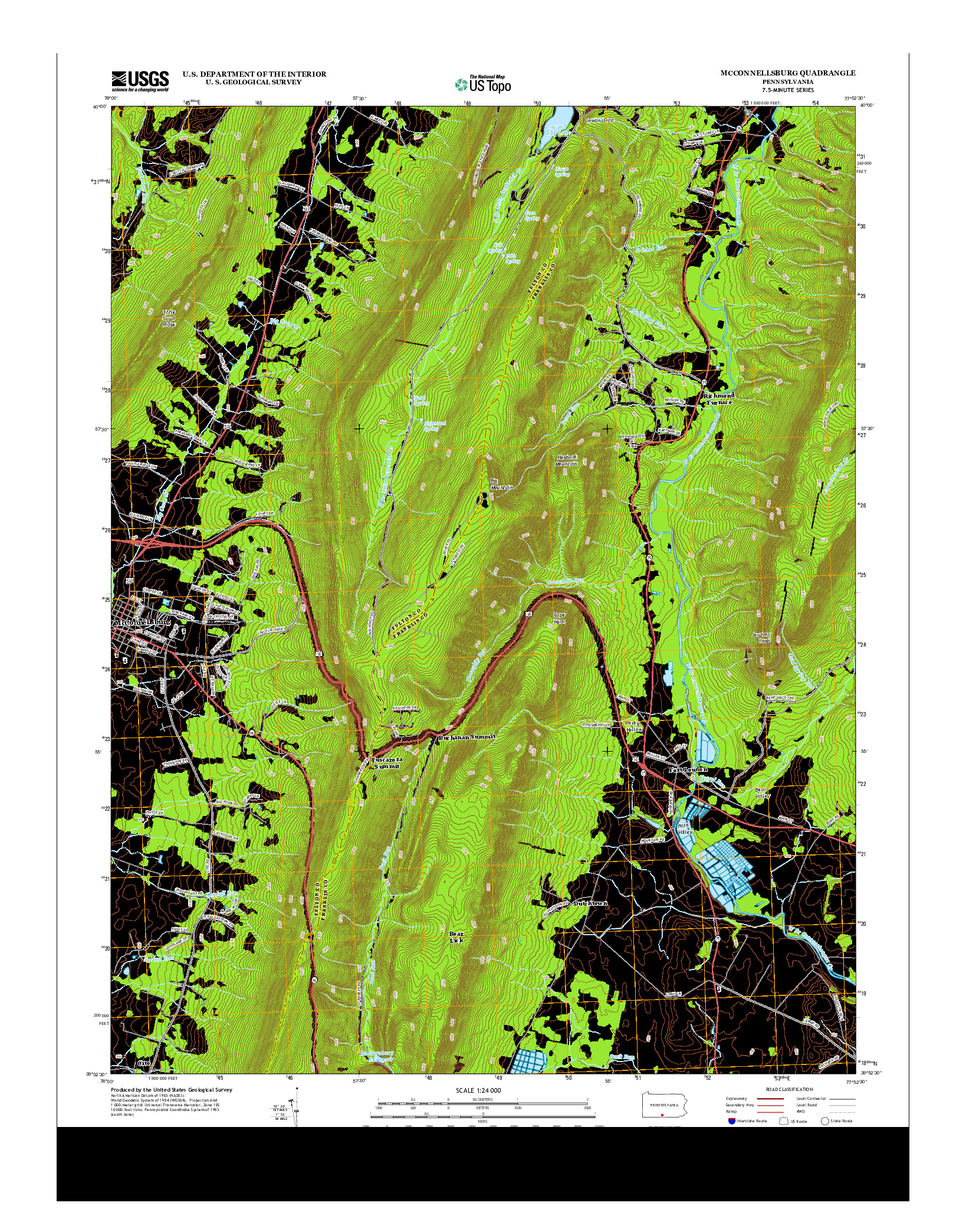 USGS US TOPO 7.5-MINUTE MAP FOR MCCONNELLSBURG, PA 2013