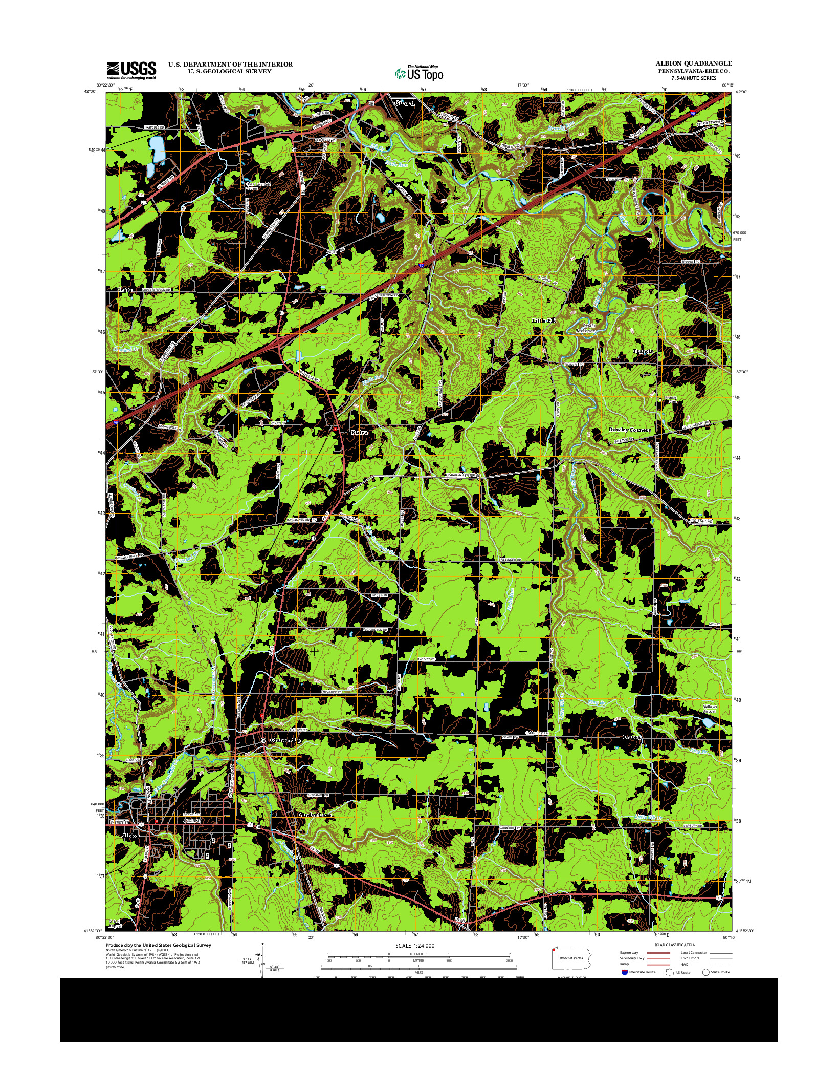 USGS US TOPO 7.5-MINUTE MAP FOR ALBION, PA 2013