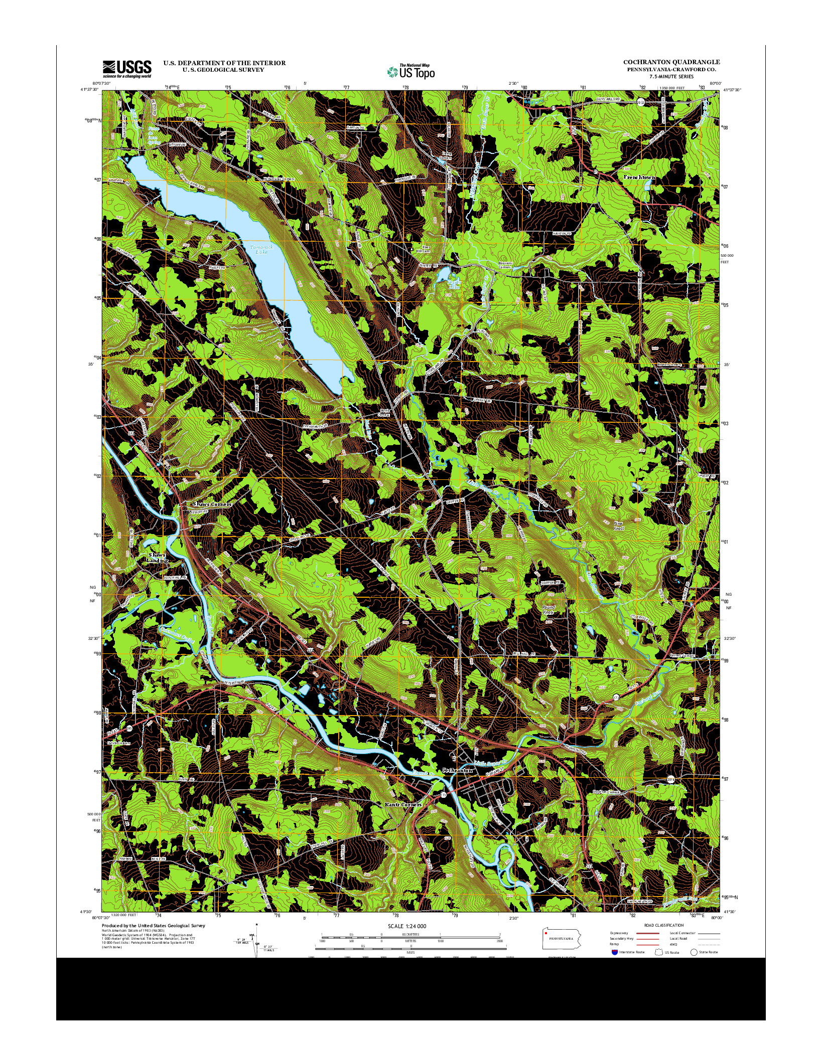USGS US TOPO 7.5-MINUTE MAP FOR COCHRANTON, PA 2013
