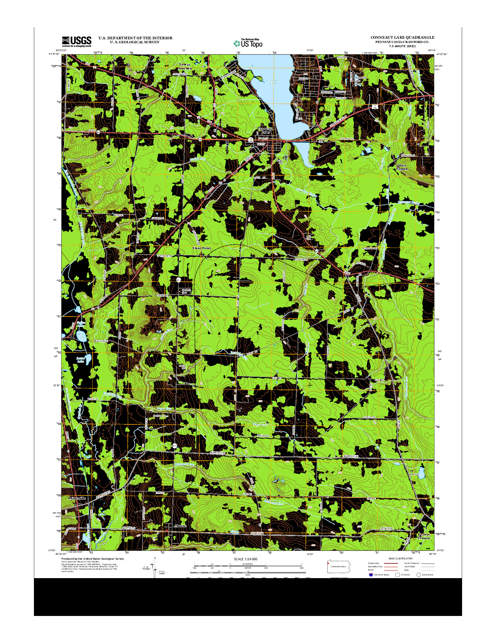 USGS US TOPO 7.5-MINUTE MAP FOR CONNEAUT LAKE, PA 2013