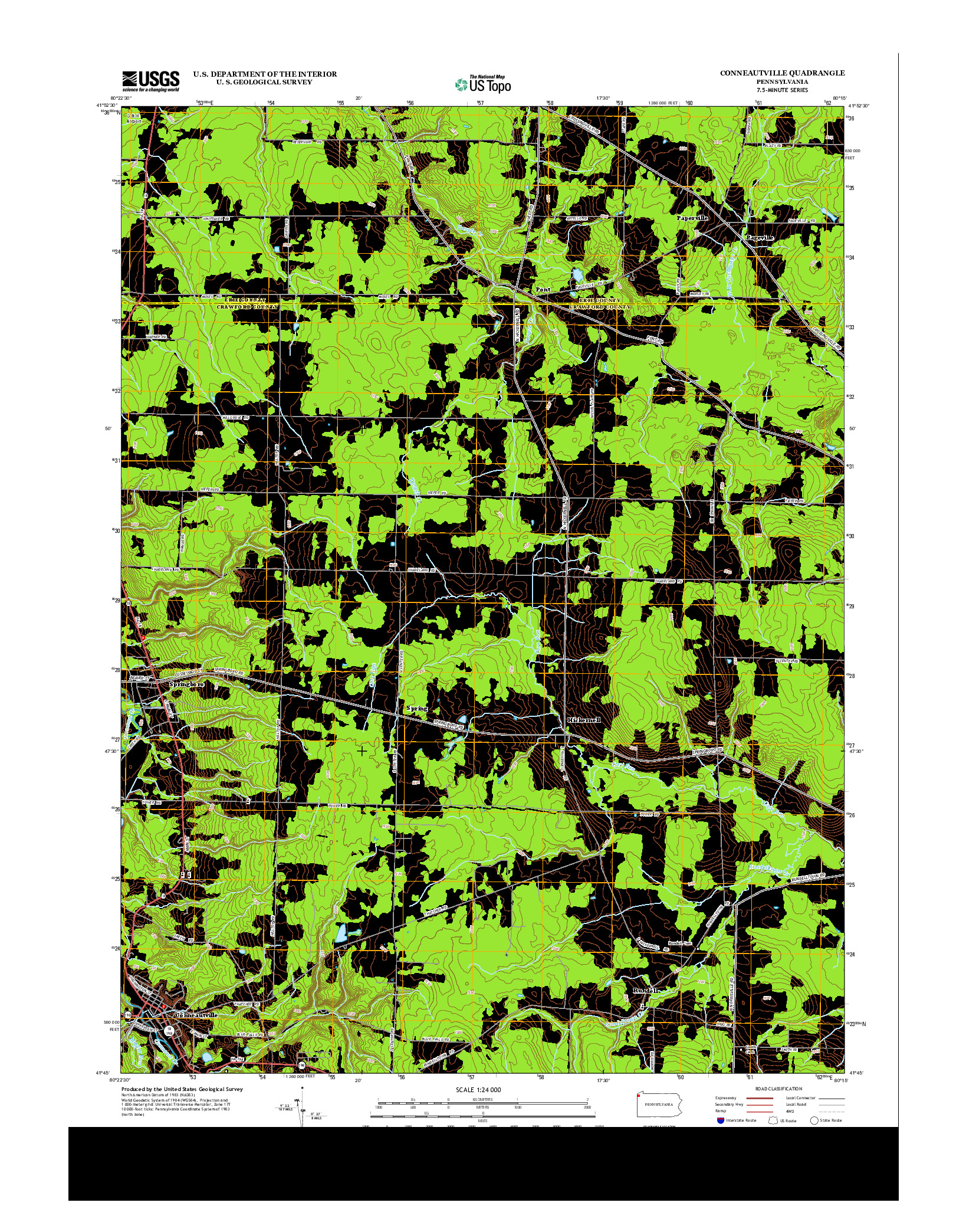 USGS US TOPO 7.5-MINUTE MAP FOR CONNEAUTVILLE, PA 2013