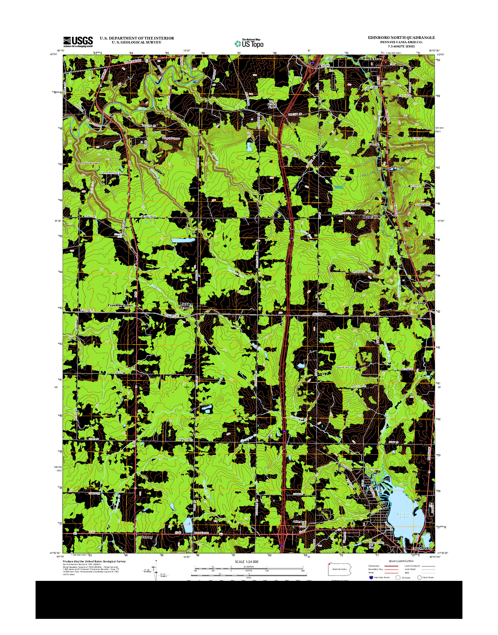 USGS US TOPO 7.5-MINUTE MAP FOR EDINBORO NORTH, PA 2013