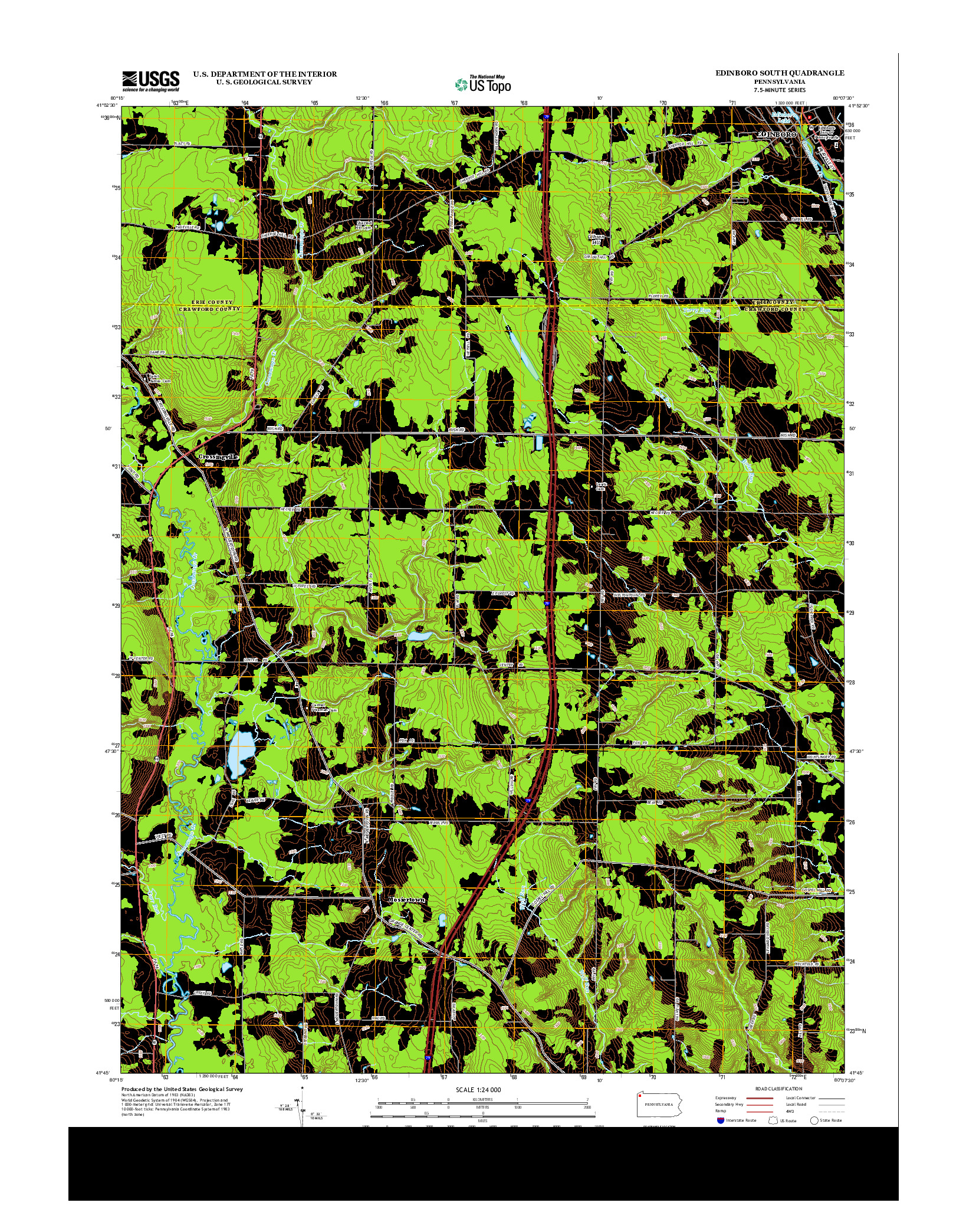 USGS US TOPO 7.5-MINUTE MAP FOR EDINBORO SOUTH, PA 2013