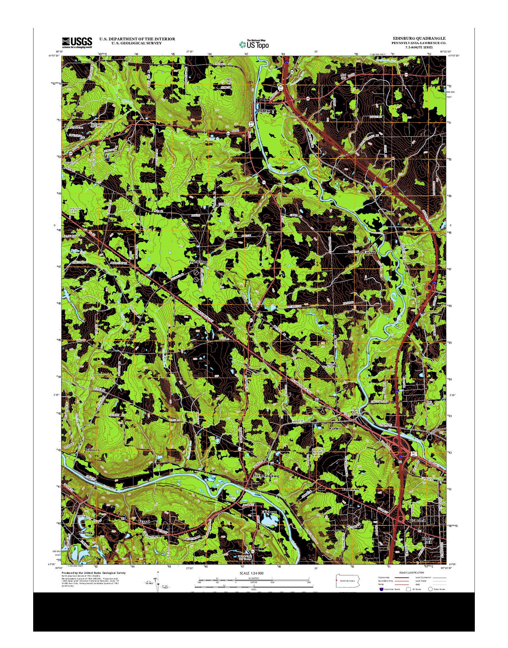 USGS US TOPO 7.5-MINUTE MAP FOR EDINBURG, PA 2013