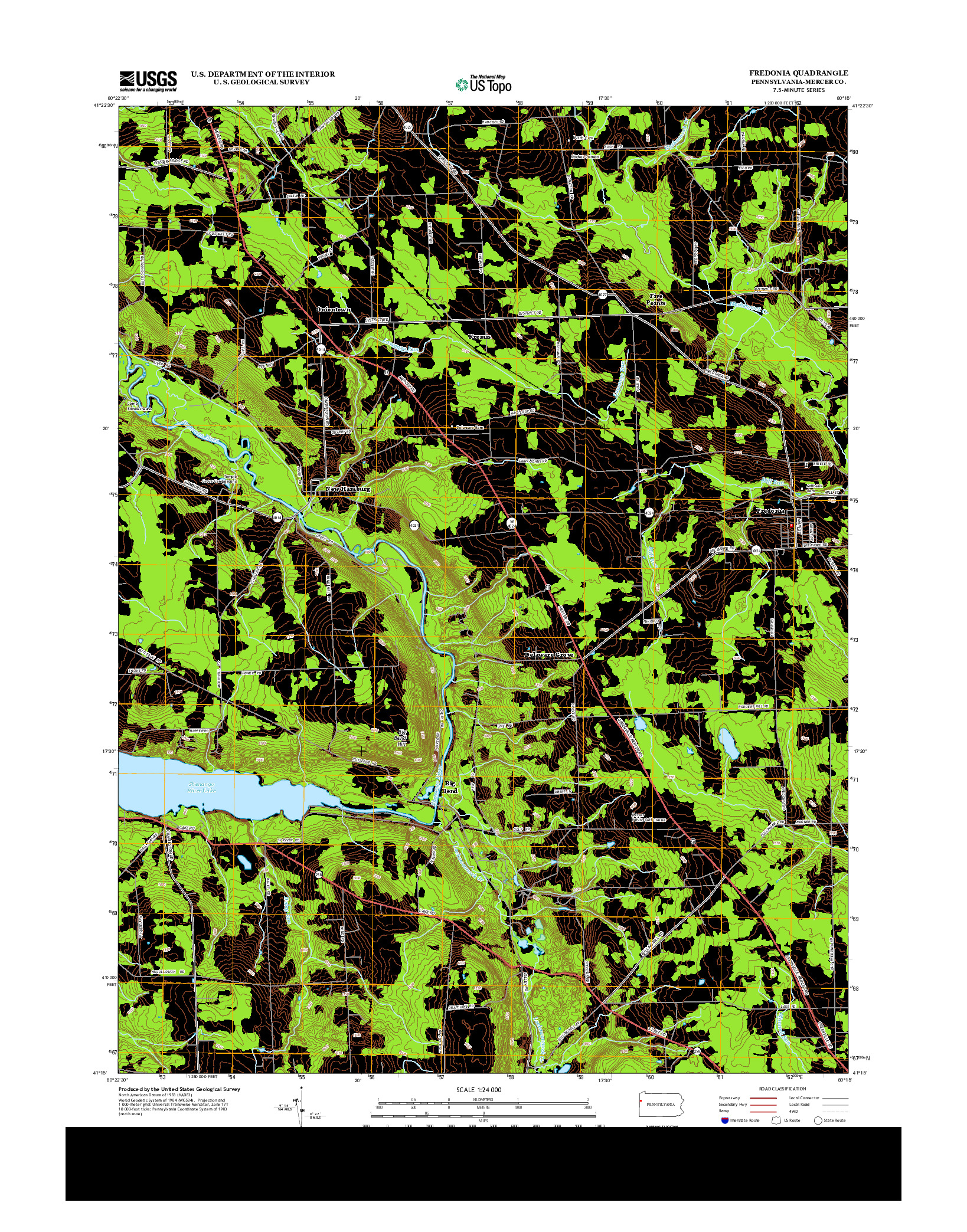 USGS US TOPO 7.5-MINUTE MAP FOR FREDONIA, PA 2013