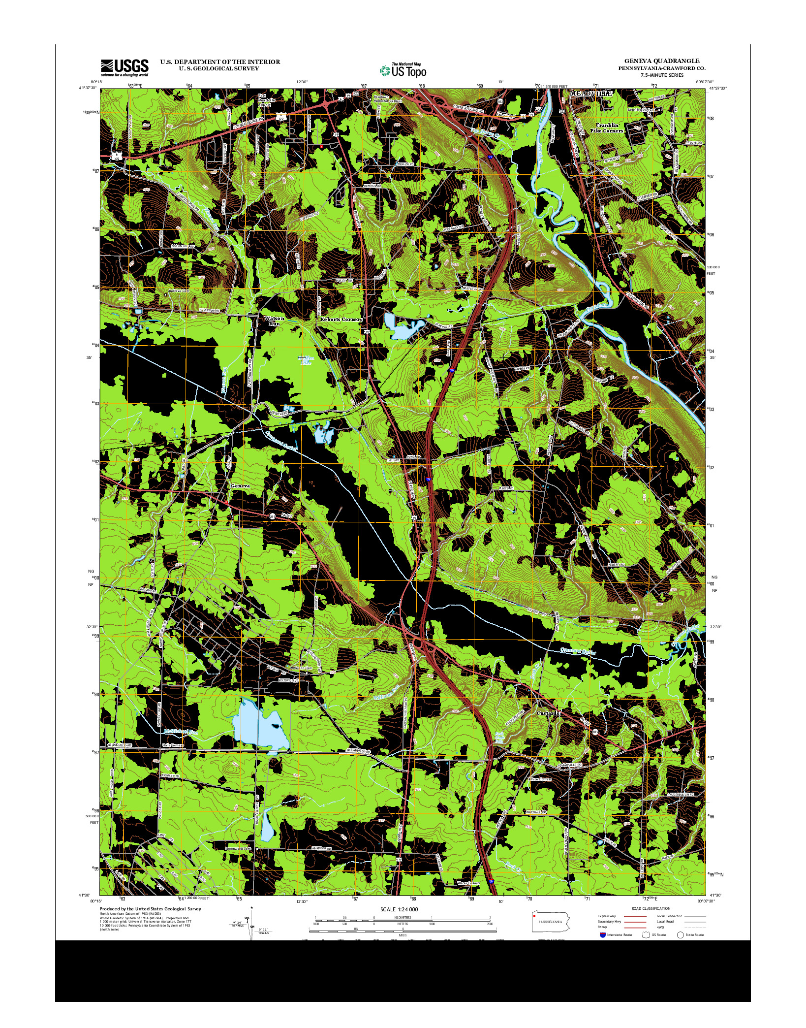 USGS US TOPO 7.5-MINUTE MAP FOR GENEVA, PA 2013
