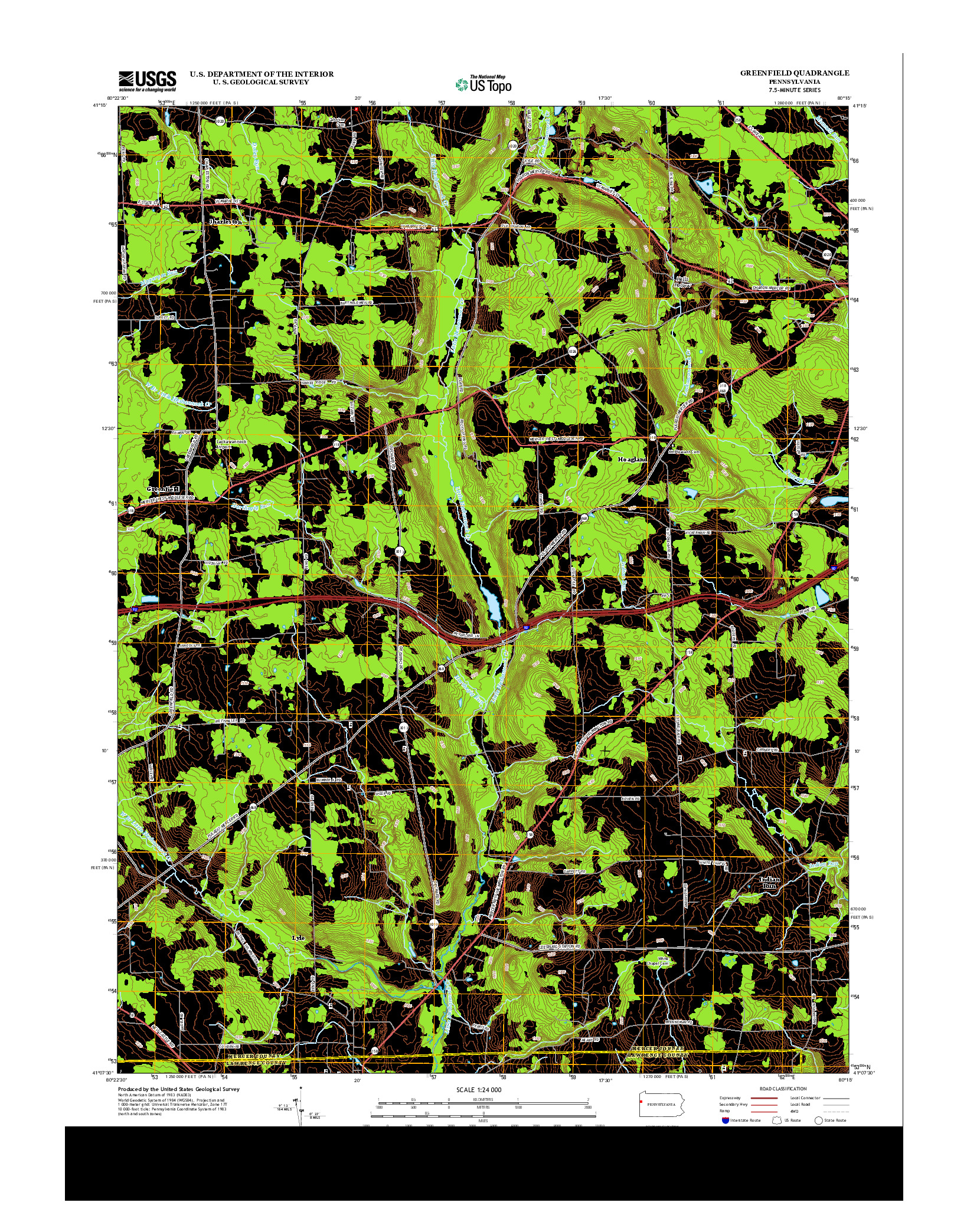 USGS US TOPO 7.5-MINUTE MAP FOR GREENFIELD, PA 2013