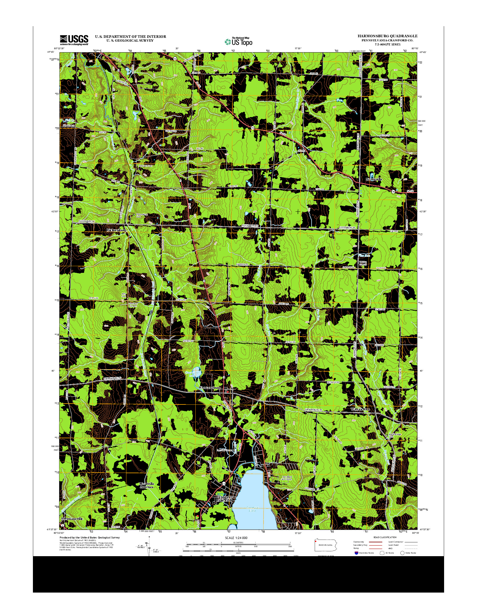 USGS US TOPO 7.5-MINUTE MAP FOR HARMONSBURG, PA 2013