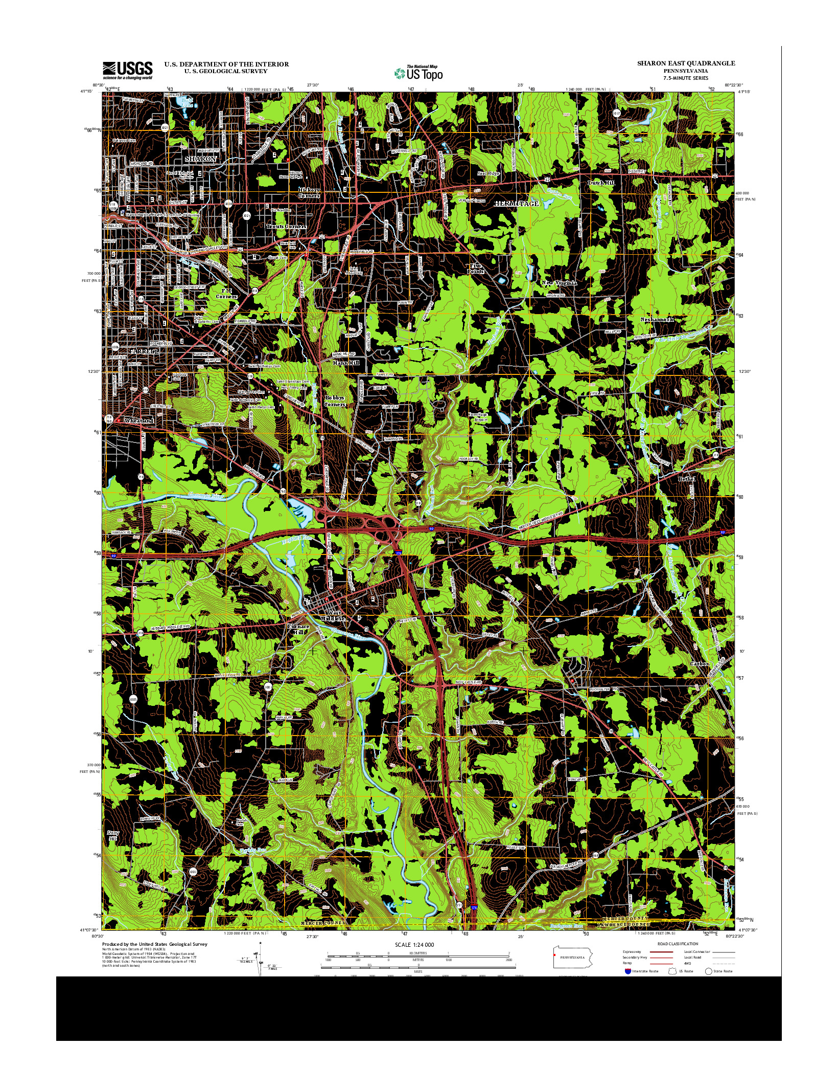 USGS US TOPO 7.5-MINUTE MAP FOR SHARON EAST, PA 2013