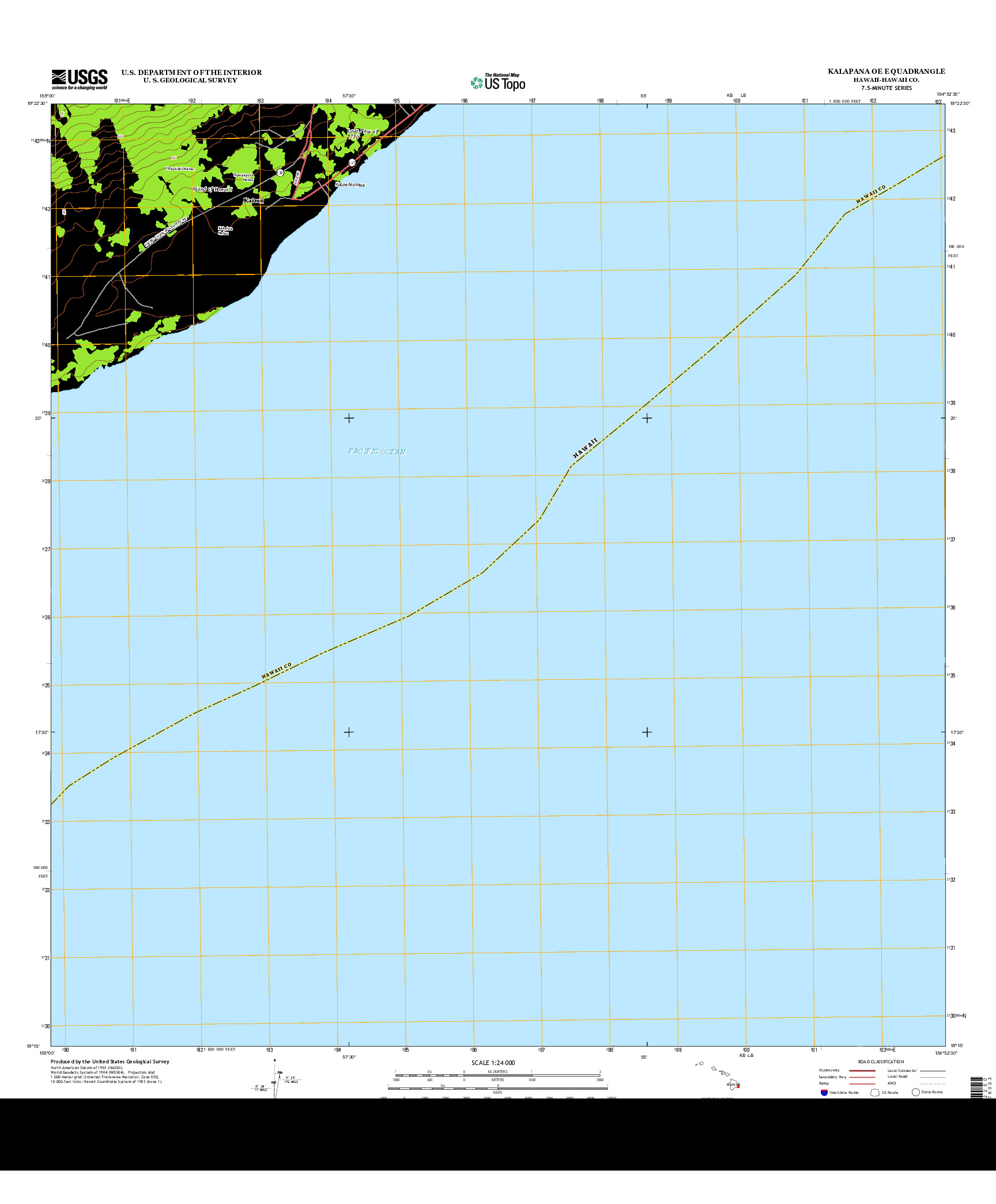 USGS US TOPO 7.5-MINUTE MAP FOR KALAPANA OE E, HI 2013