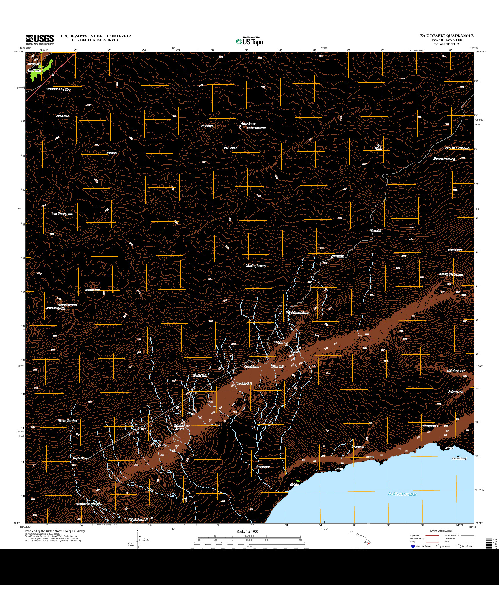 USGS US TOPO 7.5-MINUTE MAP FOR KA`U DESERT, HI 2013