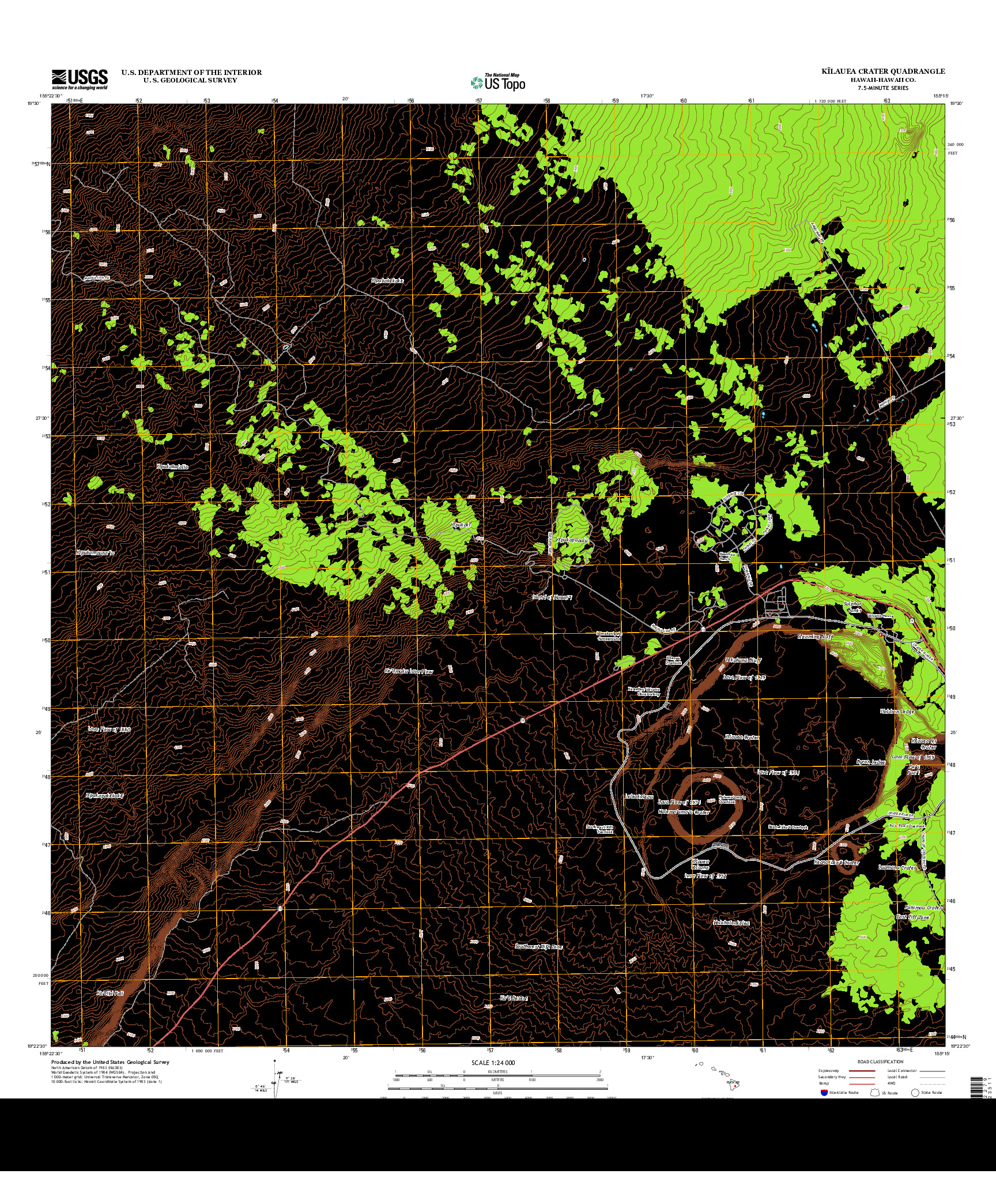 USGS US TOPO 7.5-MINUTE MAP FOR KILAUEA CRATER, HI 2013