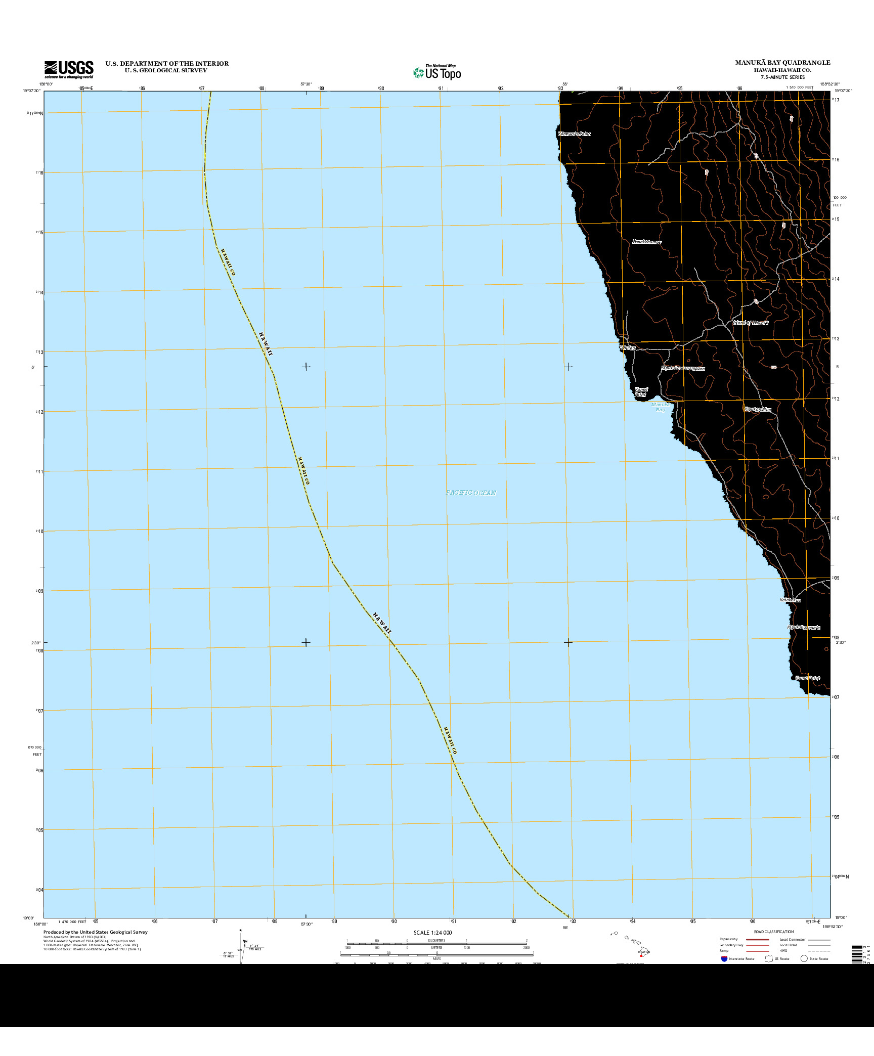 USGS US TOPO 7.5-MINUTE MAP FOR MANUKA BAY, HI 2013