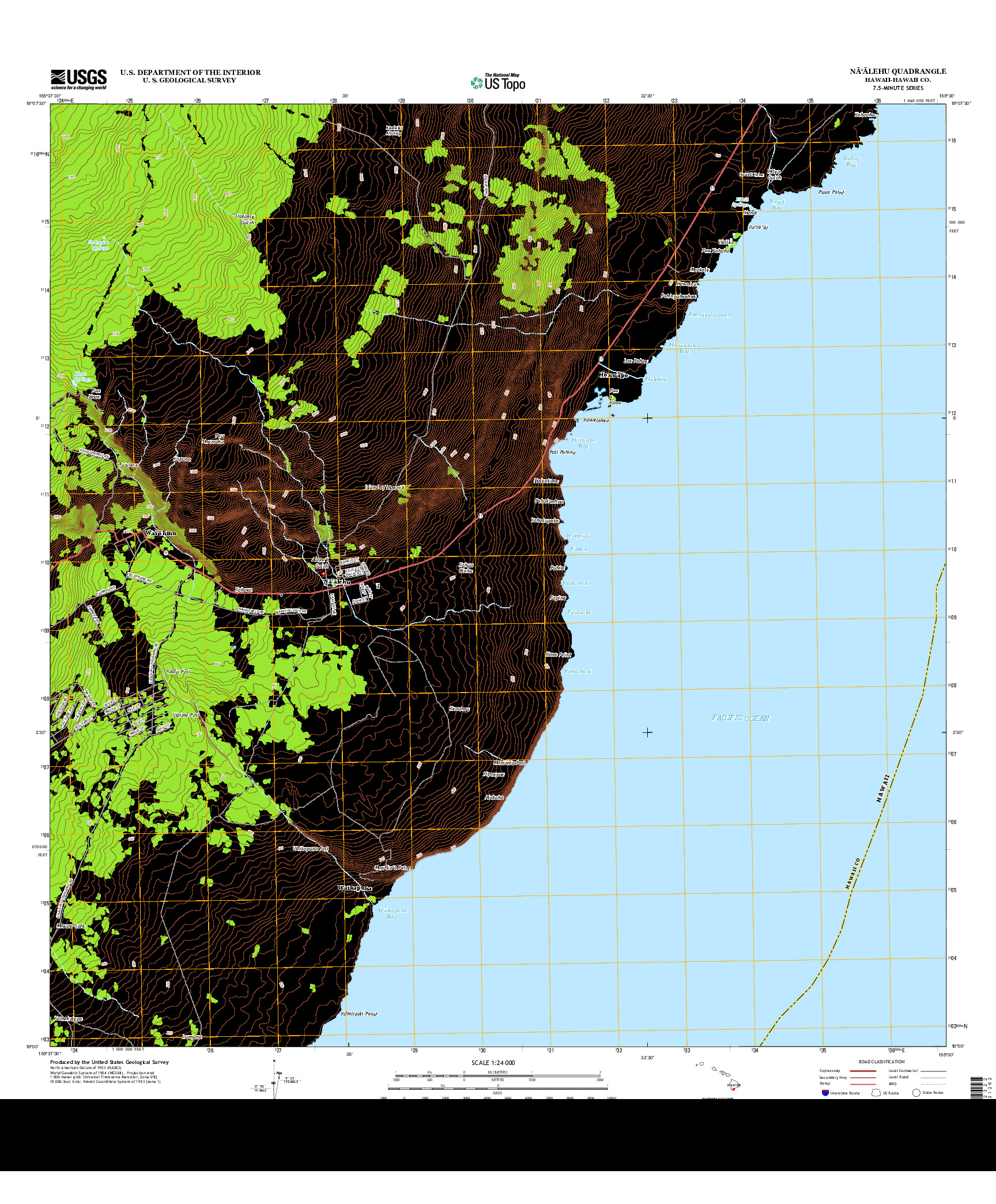 USGS US TOPO 7.5-MINUTE MAP FOR NA`ALEHU, HI 2013
