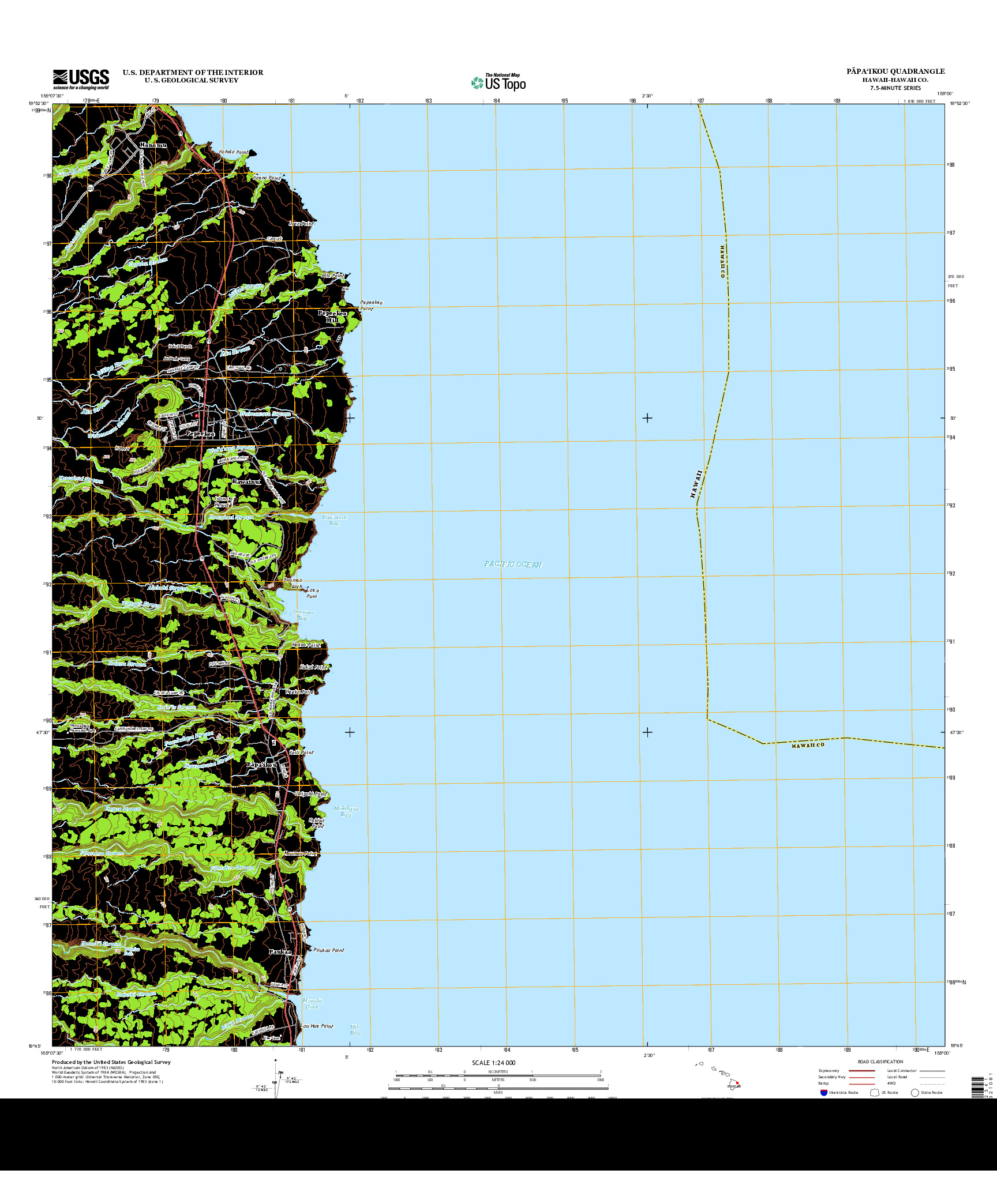 USGS US TOPO 7.5-MINUTE MAP FOR PAPA`IKOU, HI 2013