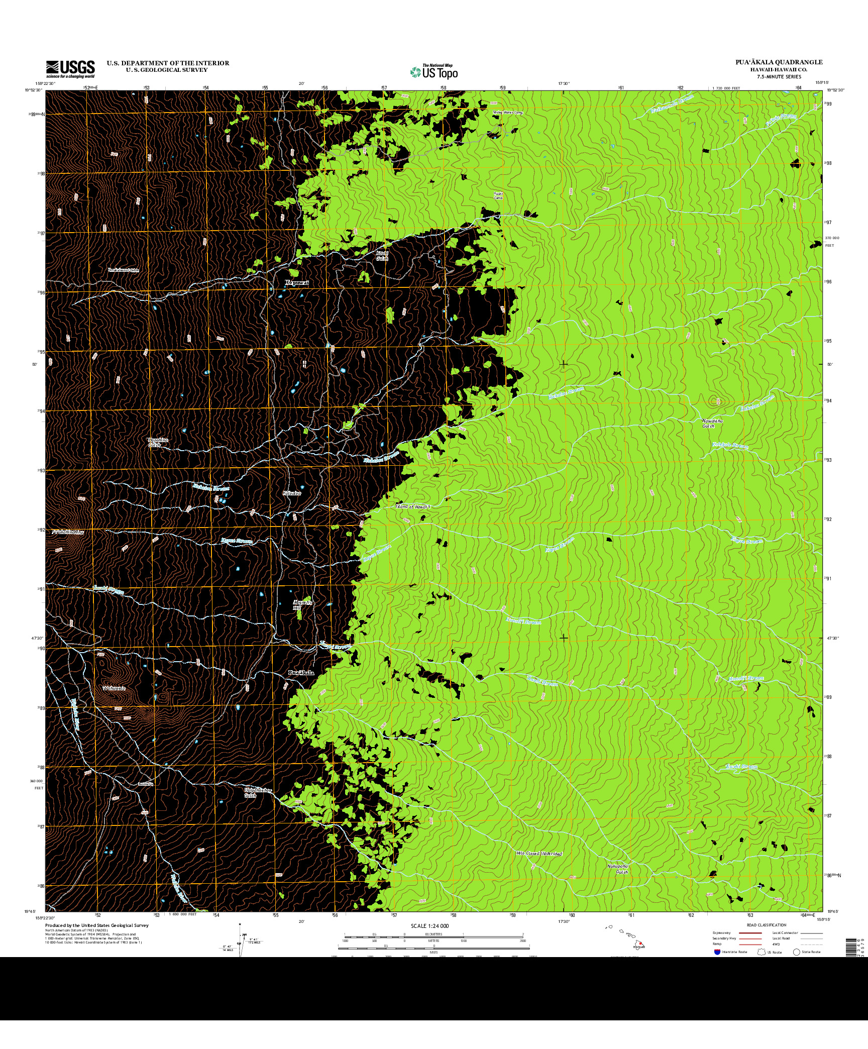 USGS US TOPO 7.5-MINUTE MAP FOR PUA`AKALA, HI 2013