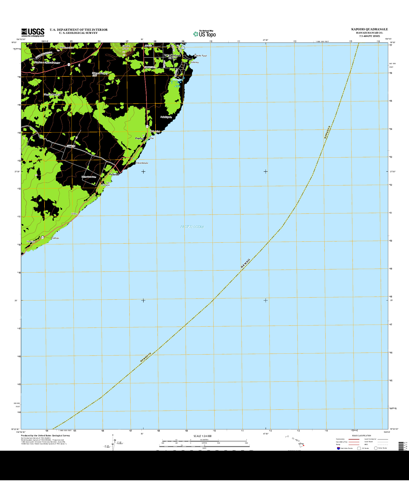 USGS US TOPO 7.5-MINUTE MAP FOR KAPOHO, HI 2013