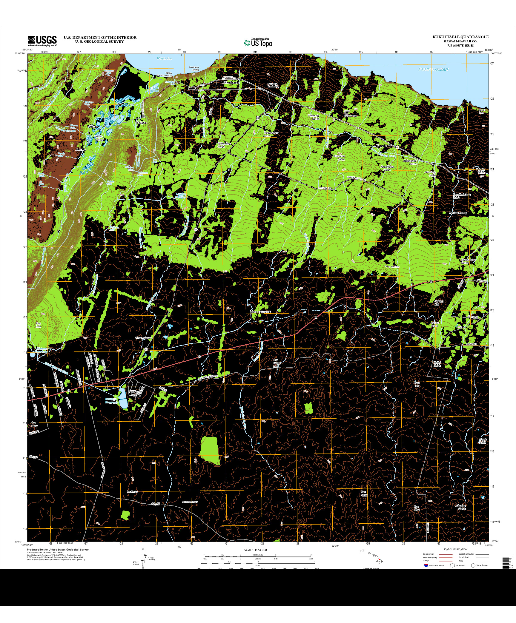 USGS US TOPO 7.5-MINUTE MAP FOR KUKUIHAELE, HI 2013