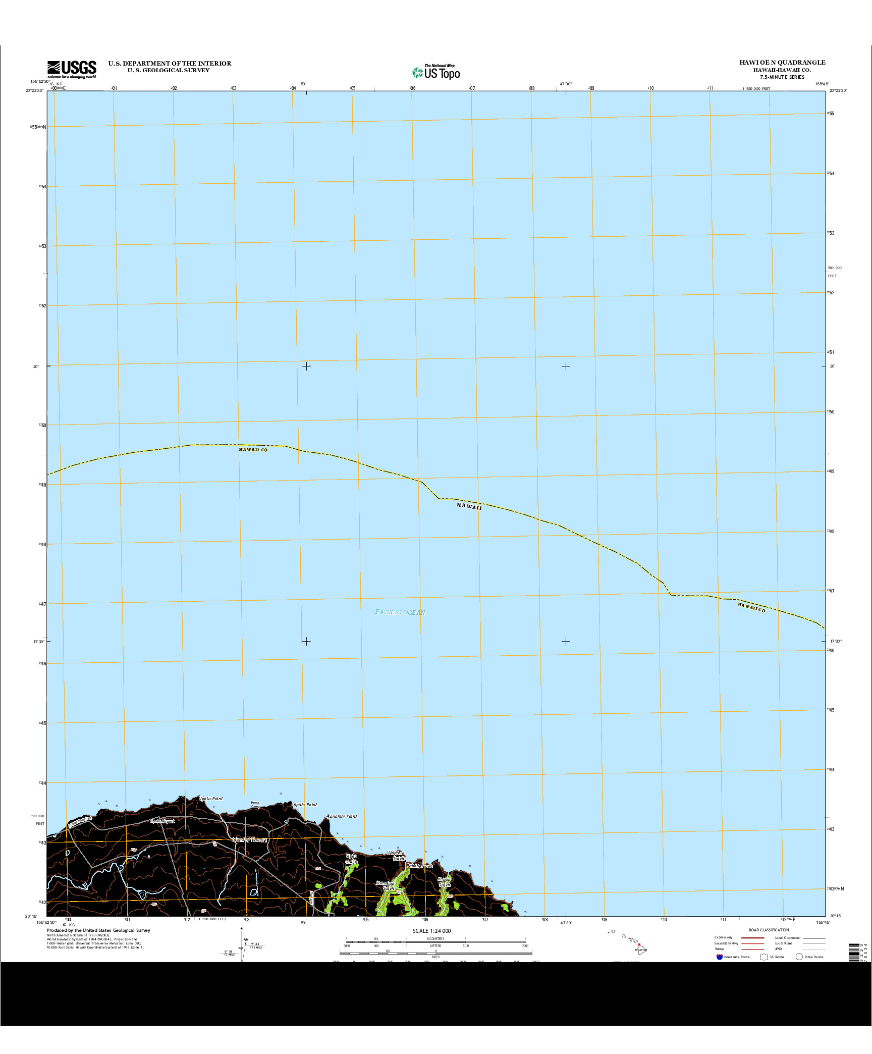 USGS US TOPO 7.5-MINUTE MAP FOR HAWI OE N, HI 2013