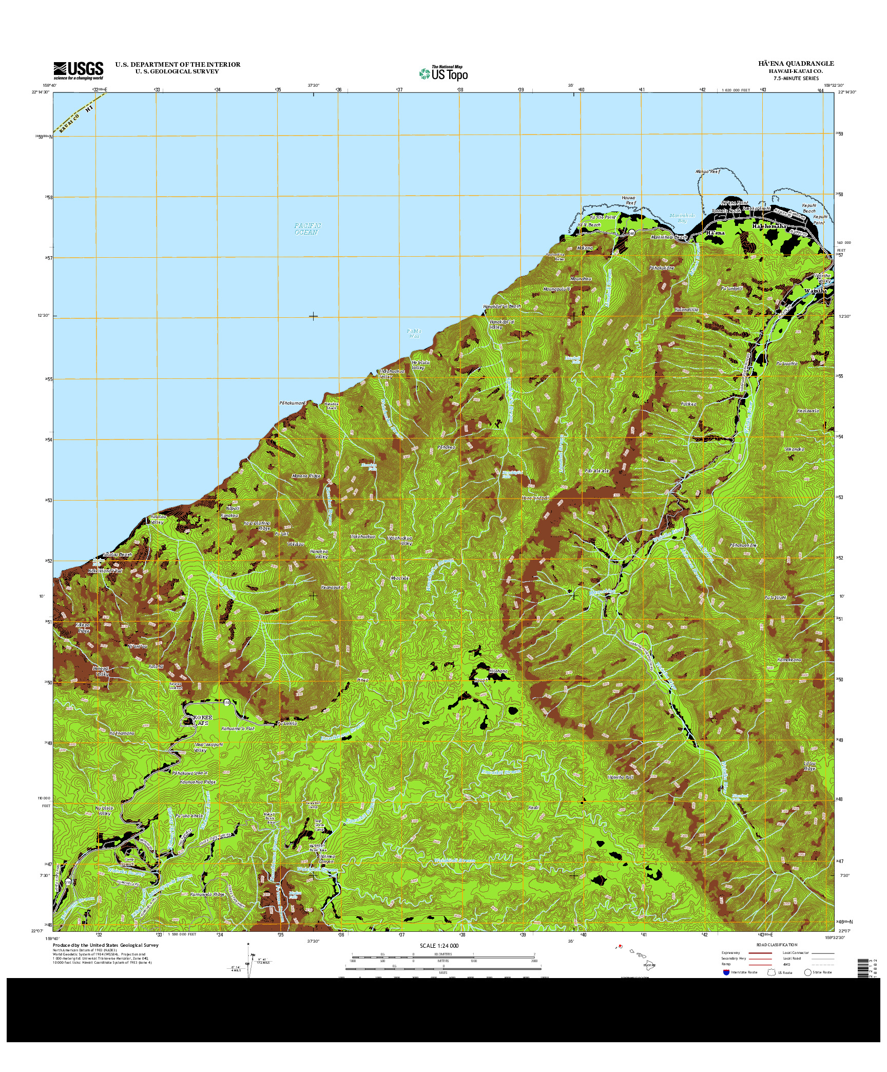 USGS US TOPO 7.5-MINUTE MAP FOR HA`ENA, HI 2013