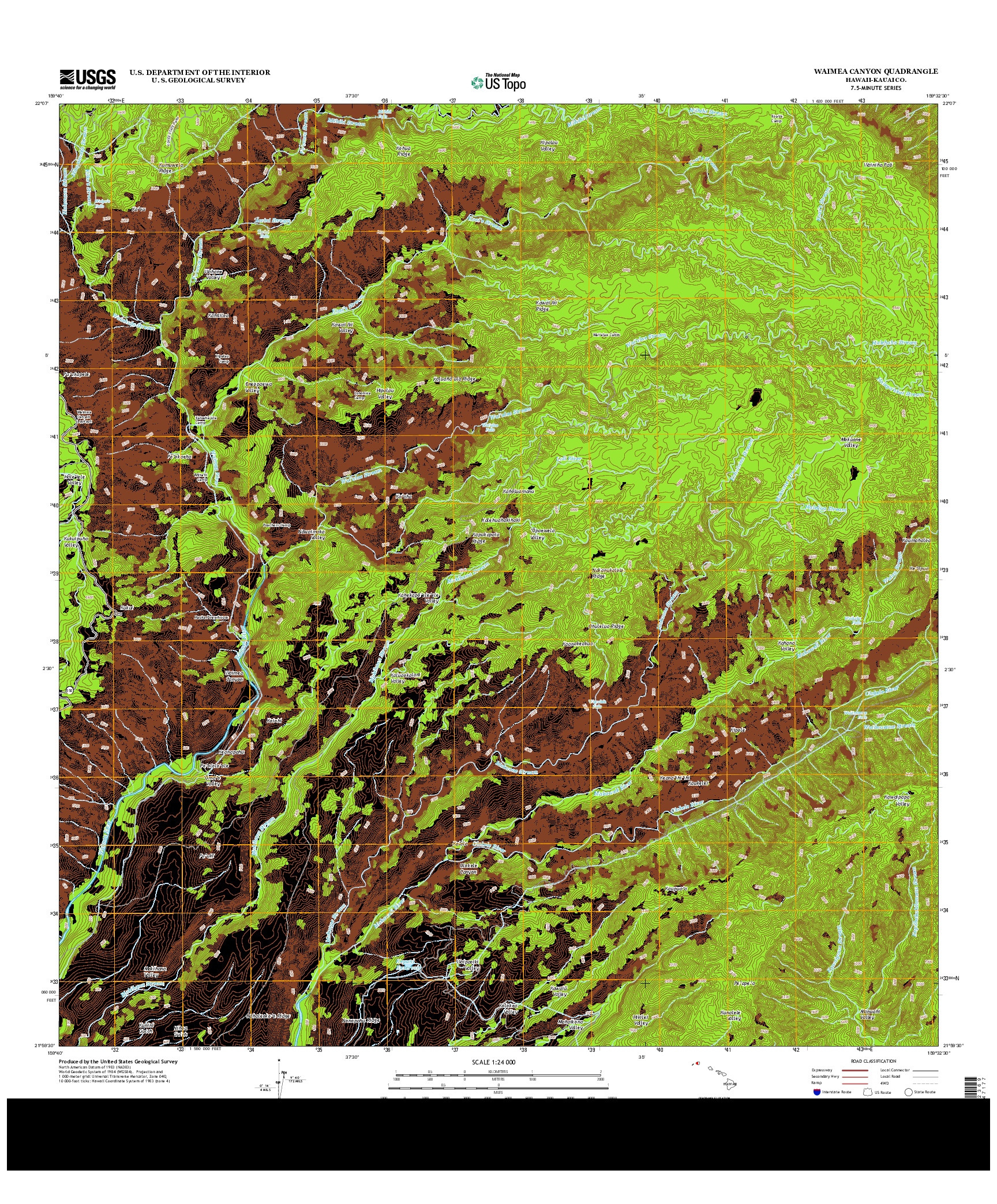 USGS US TOPO 7.5-MINUTE MAP FOR WAIMEA CANYON, HI 2013