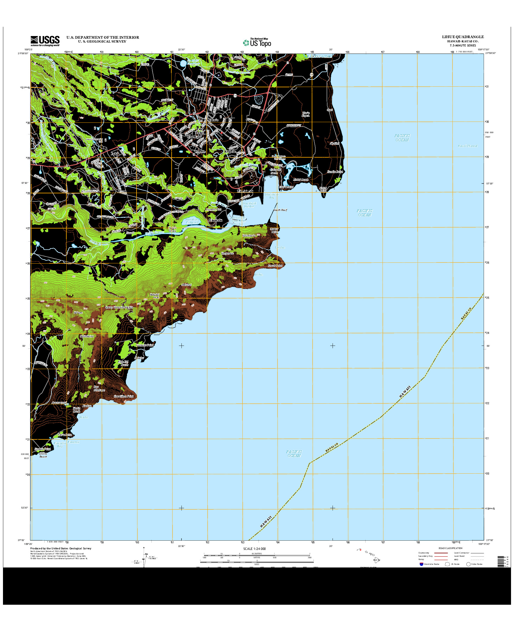 USGS US TOPO 7.5-MINUTE MAP FOR LIHUE, HI 2013