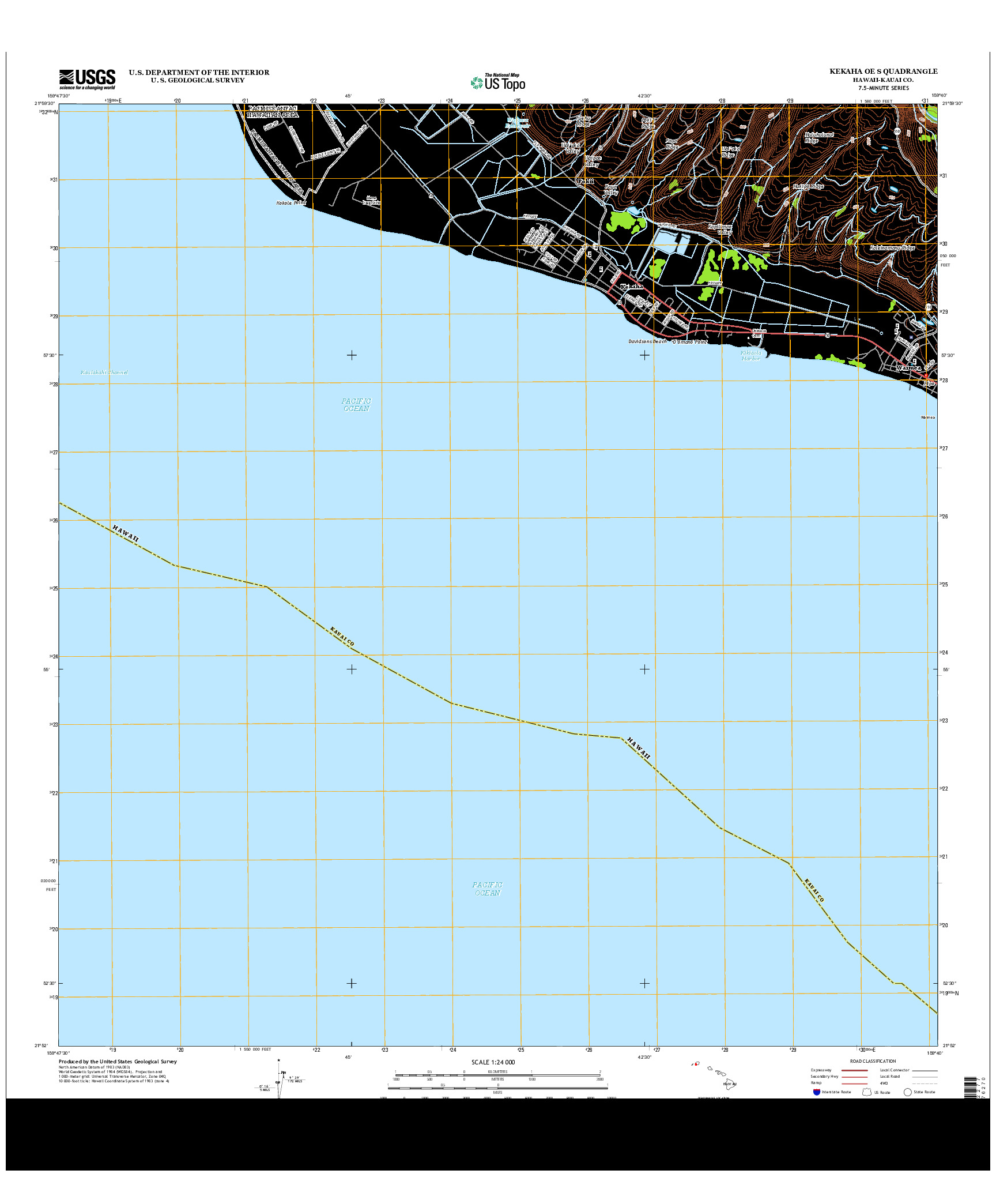 USGS US TOPO 7.5-MINUTE MAP FOR KEKAHA OE S, HI 2013