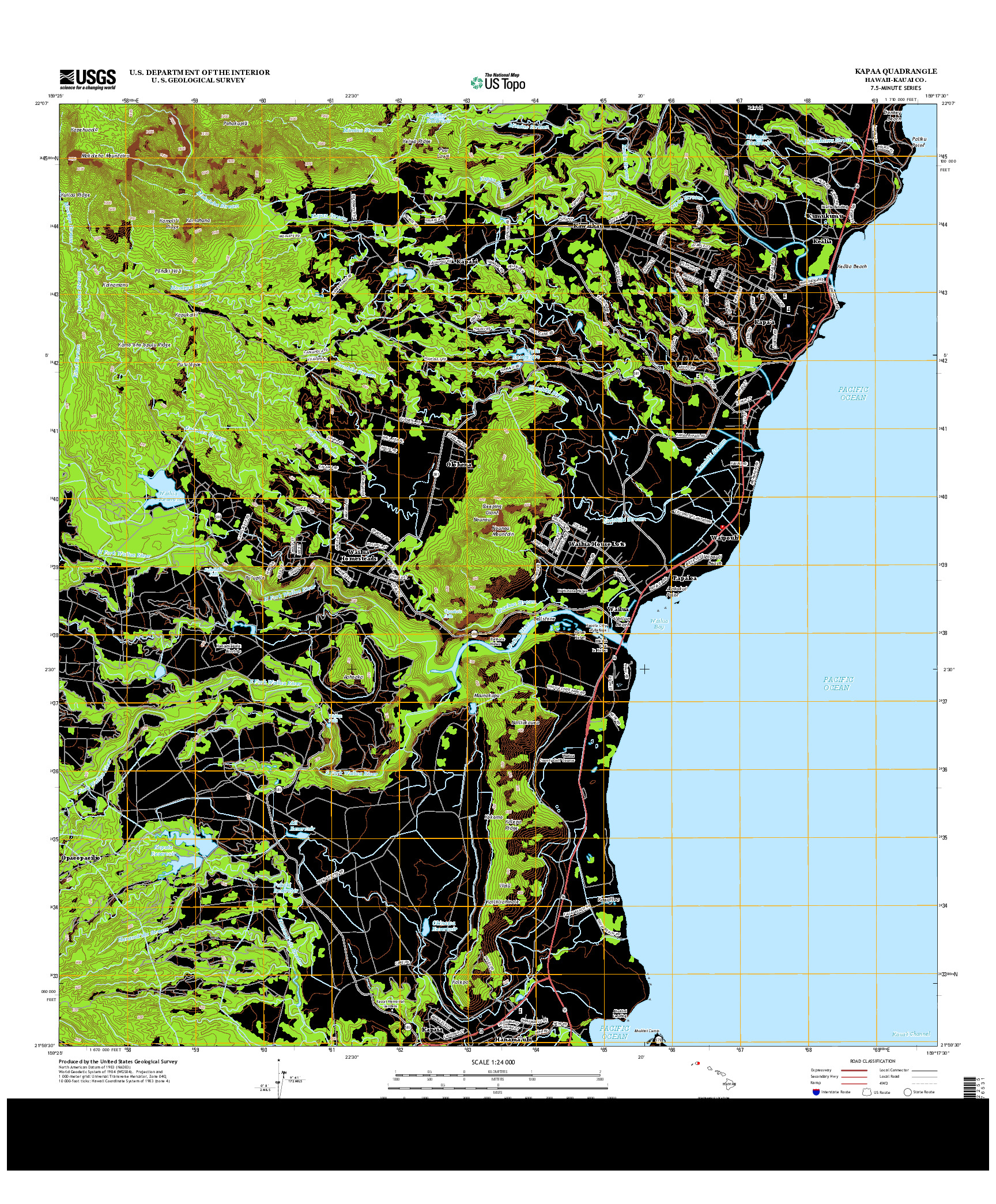 USGS US TOPO 7.5-MINUTE MAP FOR KAPAA, HI 2013