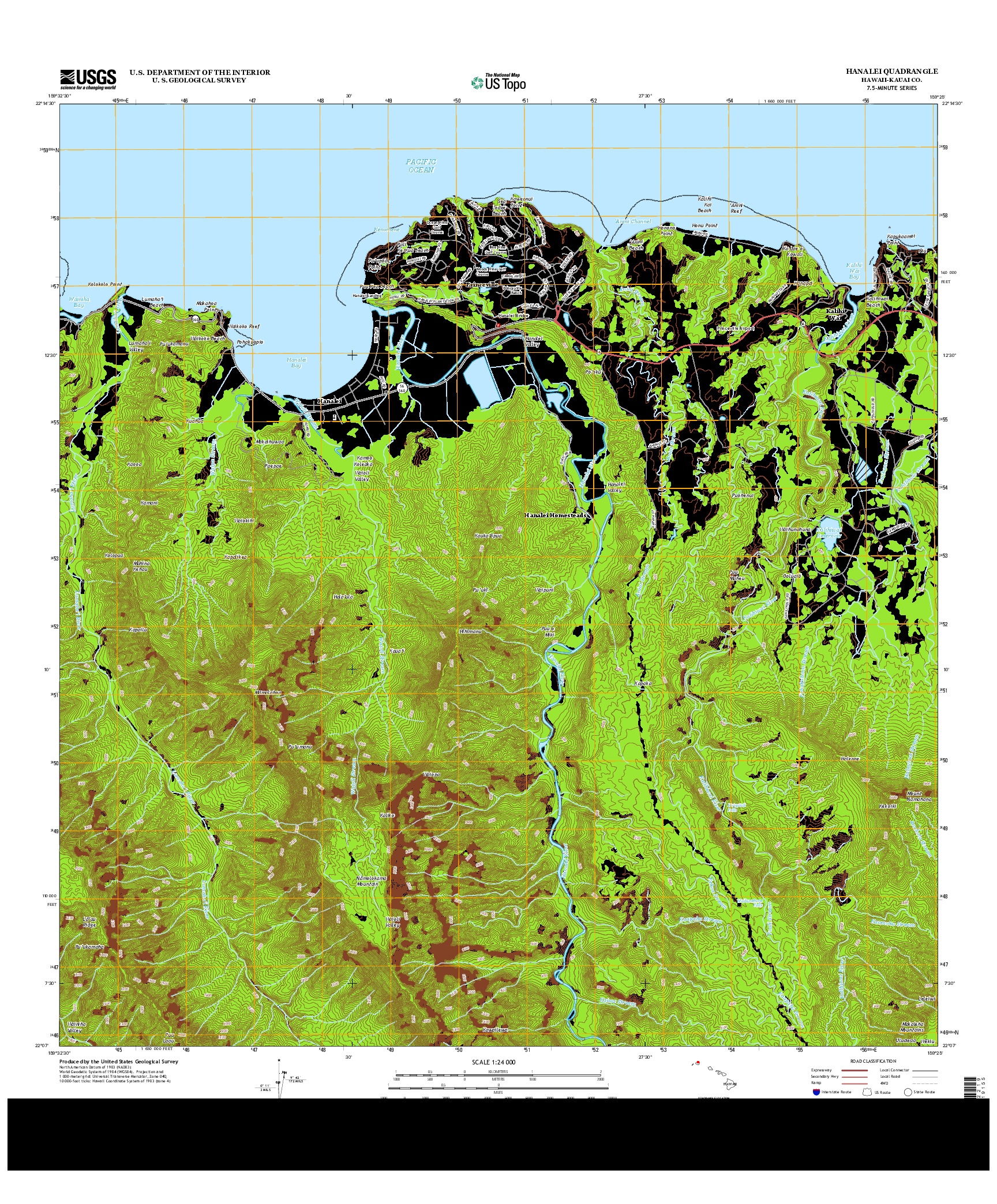 USGS US TOPO 7.5-MINUTE MAP FOR HANALEI, HI 2013