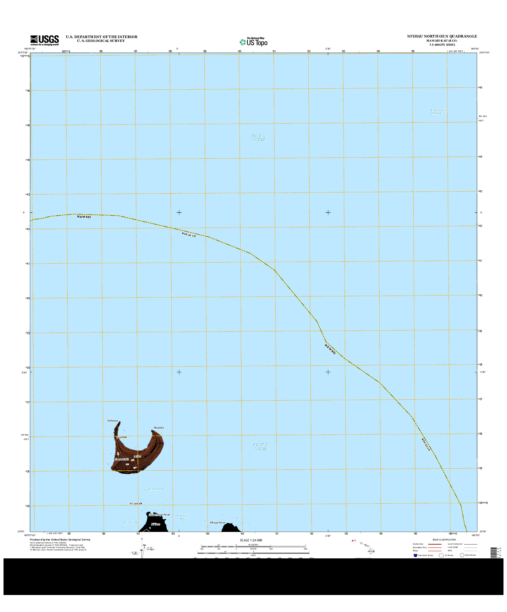 USGS US TOPO 7.5-MINUTE MAP FOR NI`IHAU NORTH OE N, HI 2013