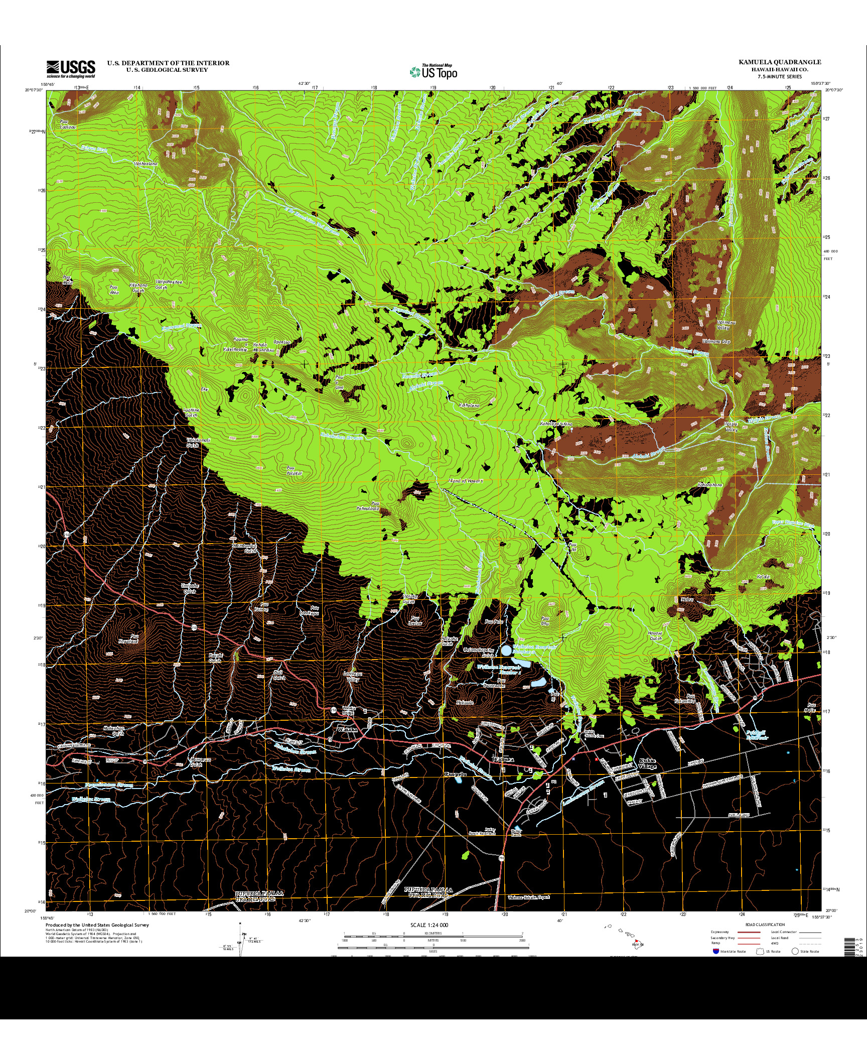 USGS US TOPO 7.5-MINUTE MAP FOR KAMUELA, HI 2013