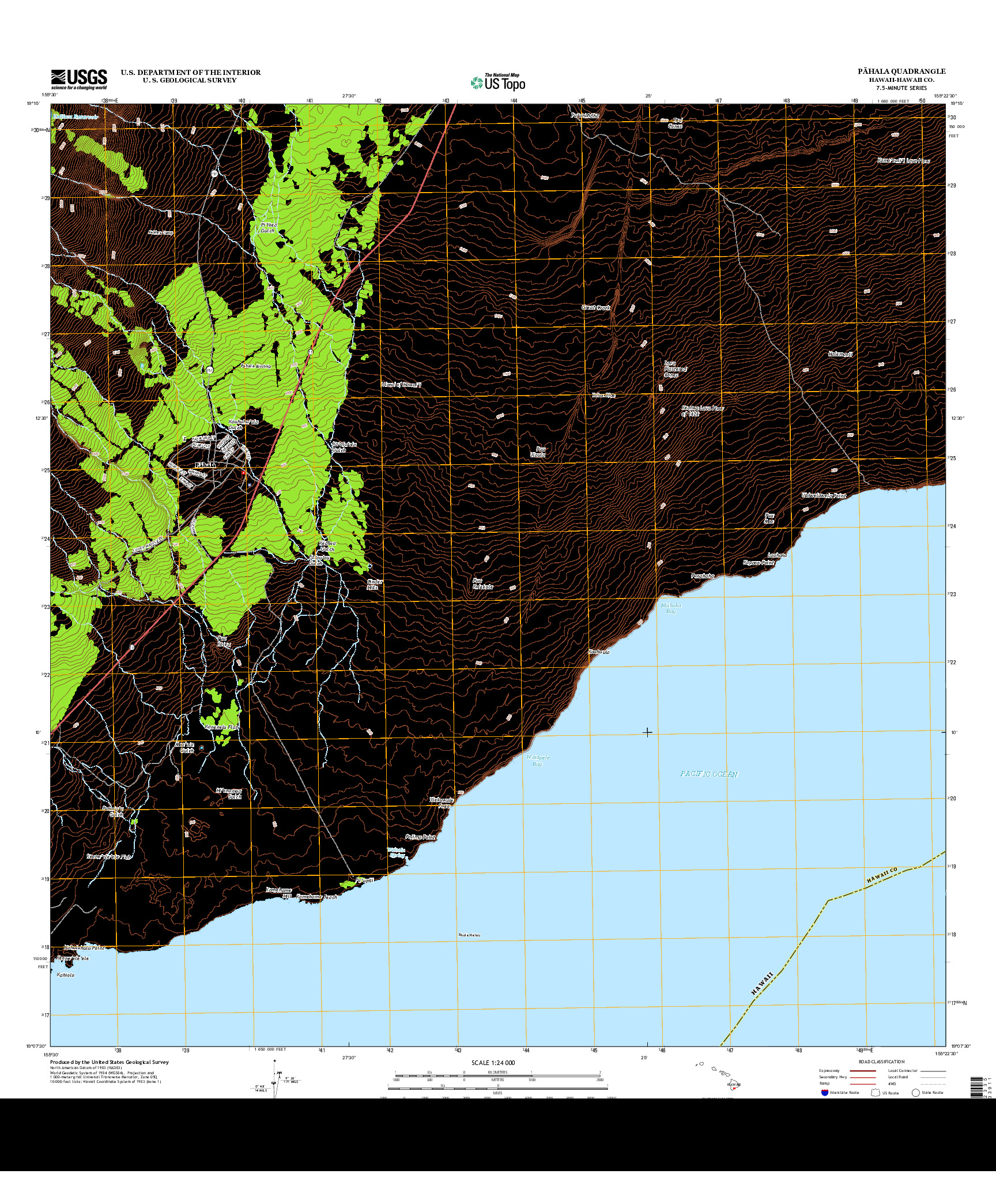 USGS US TOPO 7.5-MINUTE MAP FOR PAHALA, HI 2013