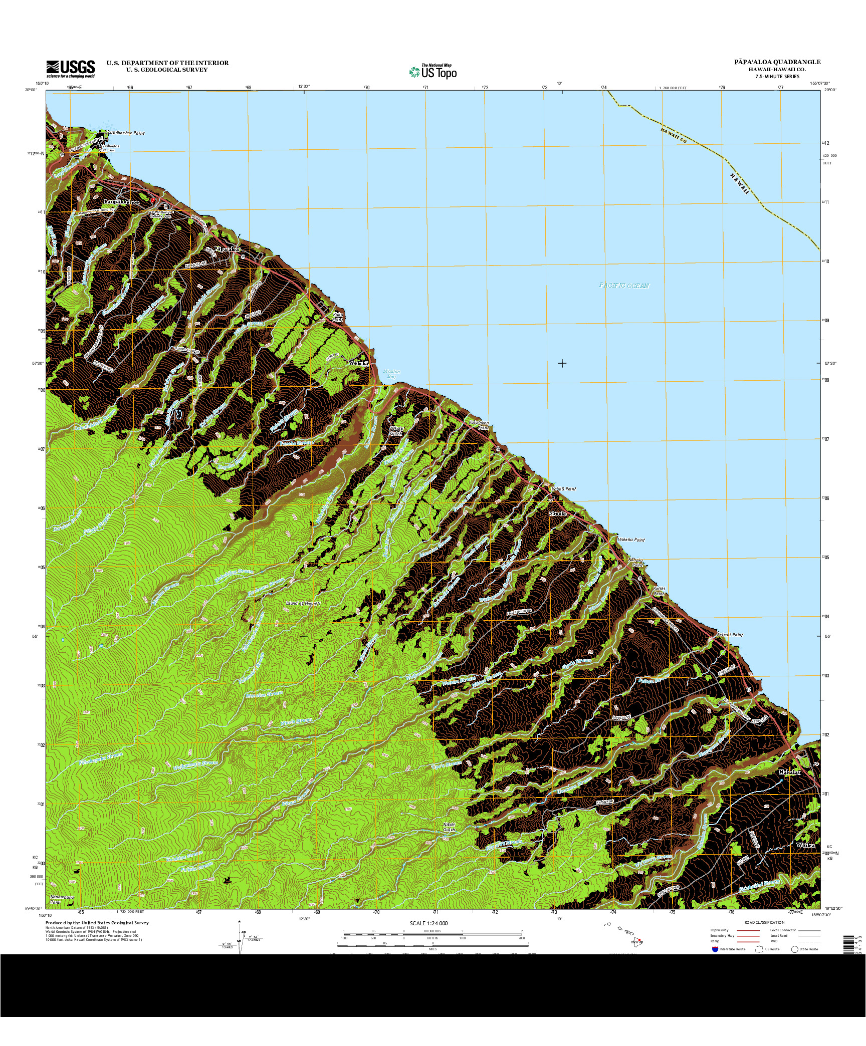 USGS US TOPO 7.5-MINUTE MAP FOR PAPA`ALOA, HI 2013