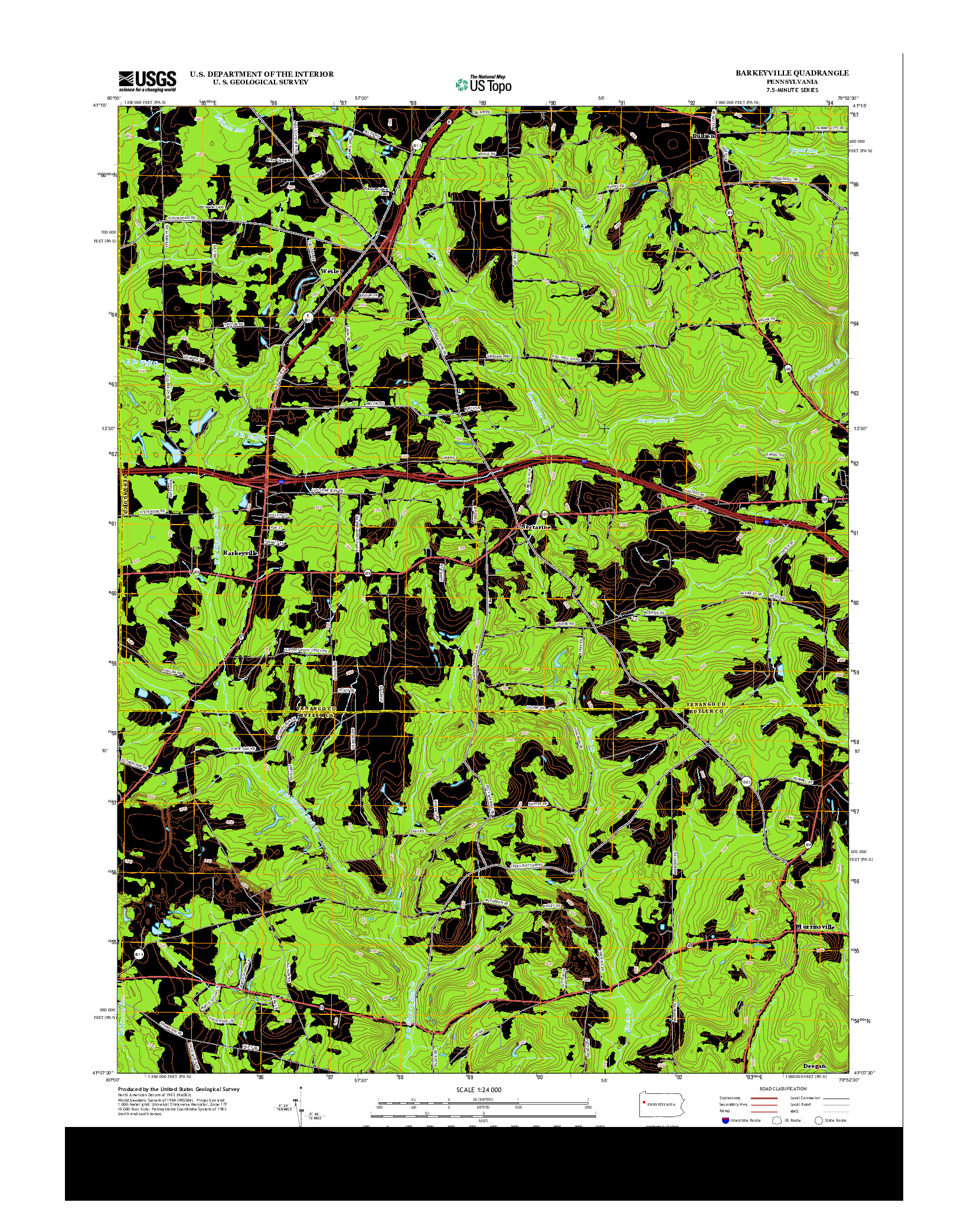 USGS US TOPO 7.5-MINUTE MAP FOR BARKEYVILLE, PA 2013