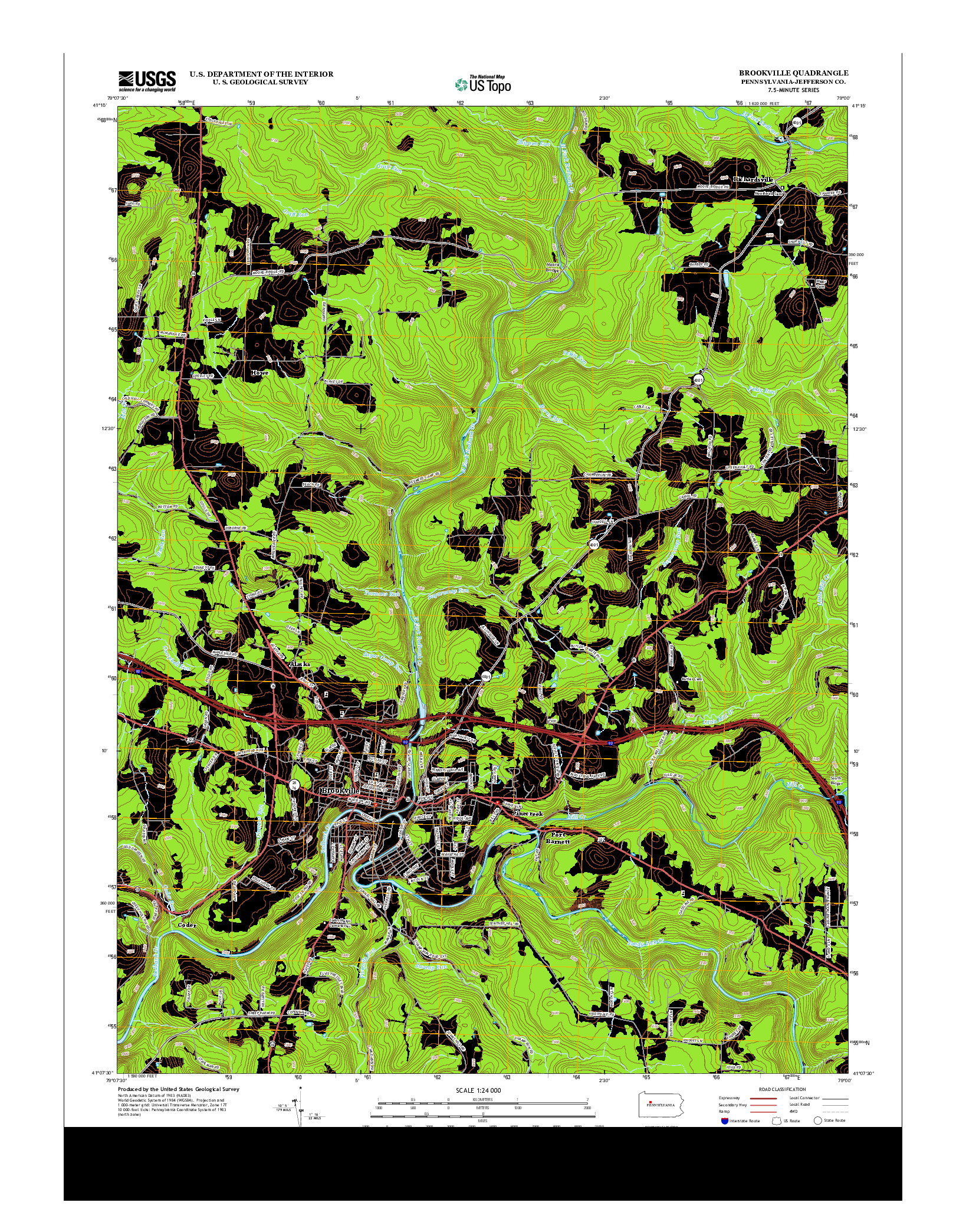 USGS US TOPO 7.5-MINUTE MAP FOR BROOKVILLE, PA 2013