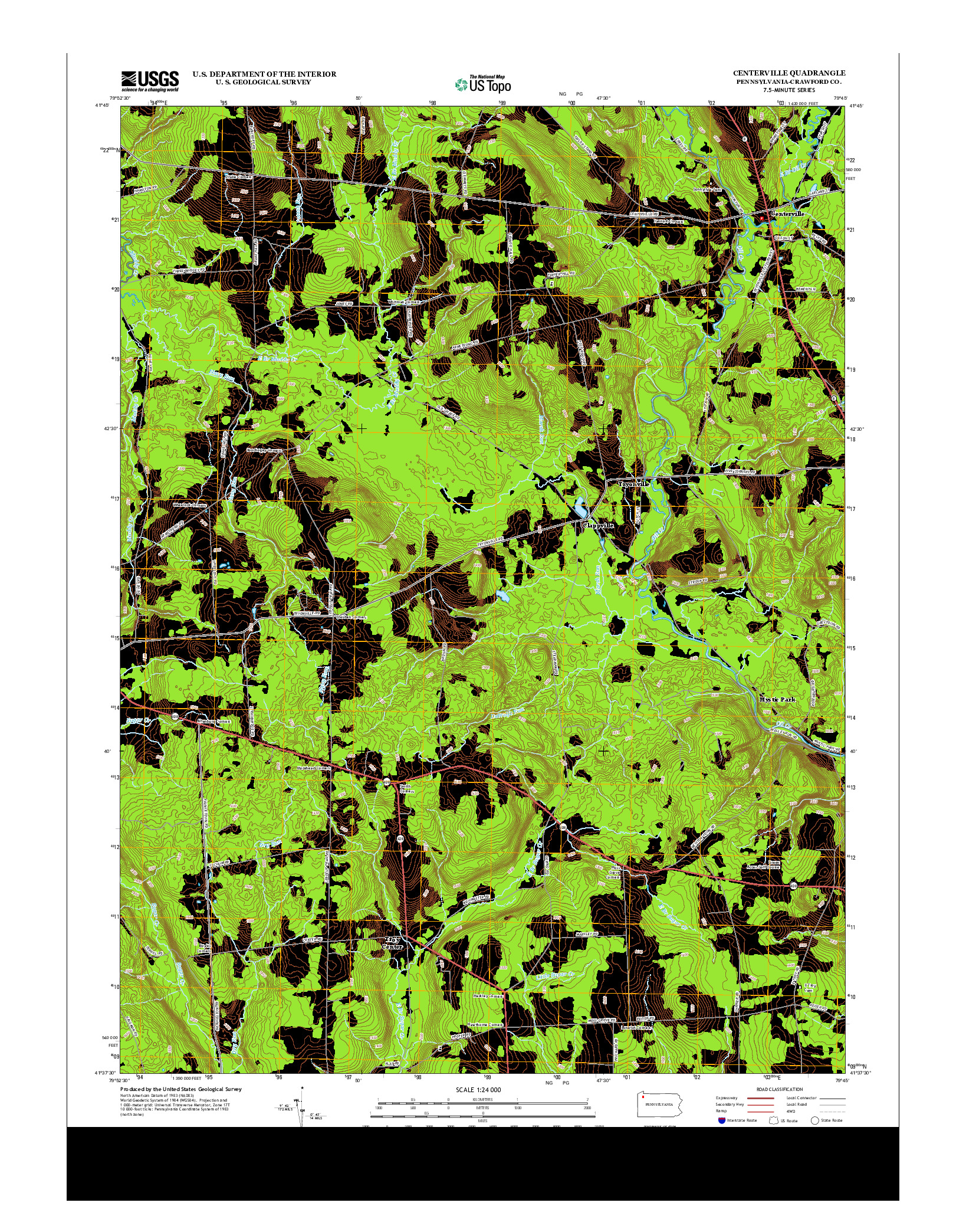 USGS US TOPO 7.5-MINUTE MAP FOR CENTERVILLE, PA 2013