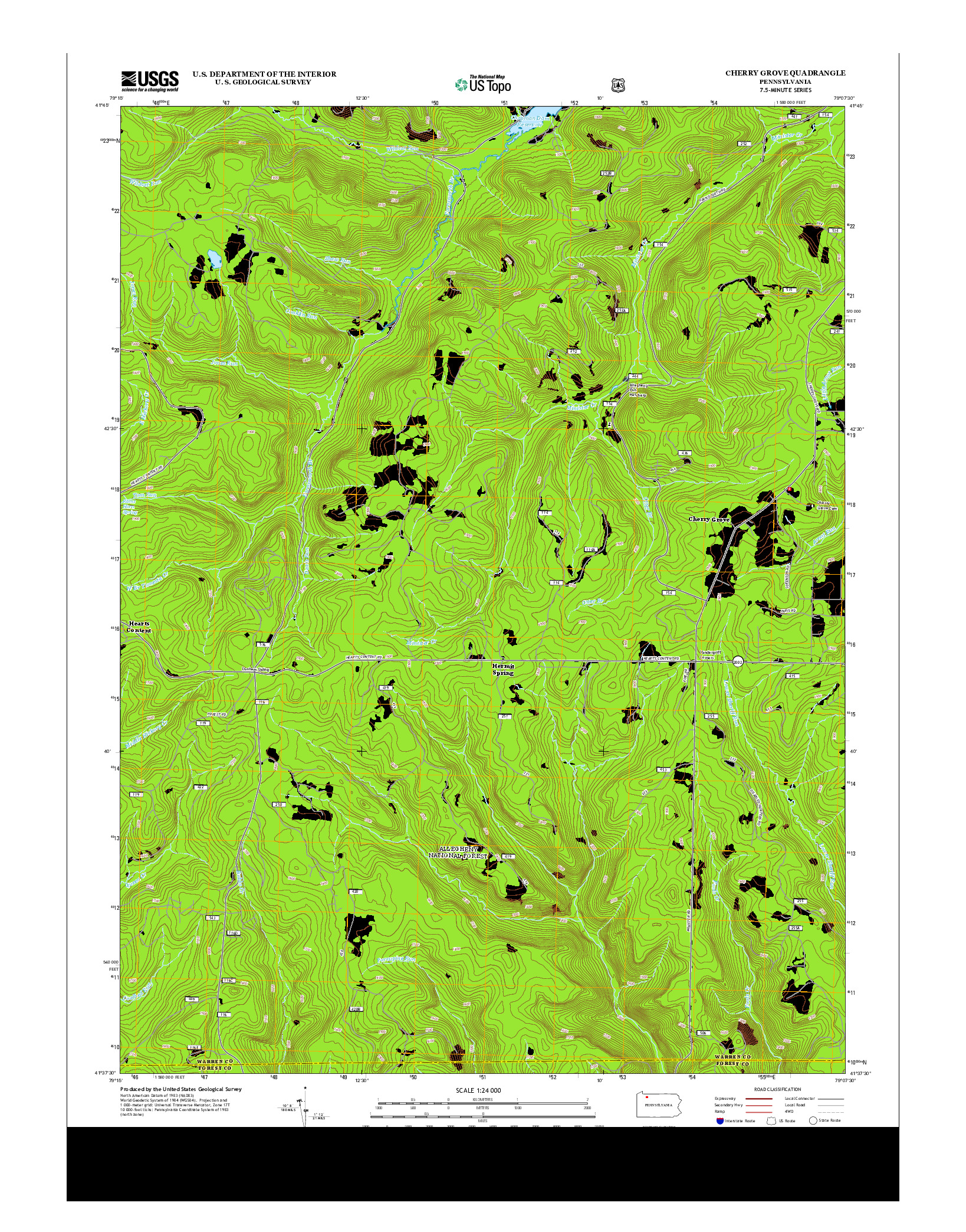 USGS US TOPO 7.5-MINUTE MAP FOR CHERRY GROVE, PA 2013