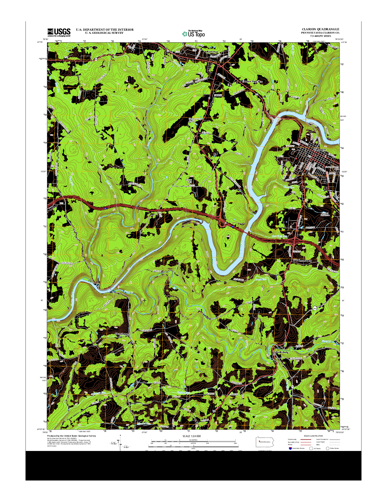 USGS US TOPO 7.5-MINUTE MAP FOR CLARION, PA 2013
