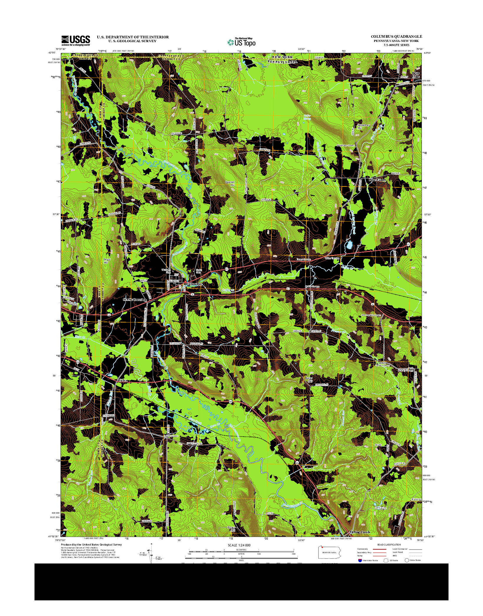 USGS US TOPO 7.5-MINUTE MAP FOR COLUMBUS, PA-NY 2013