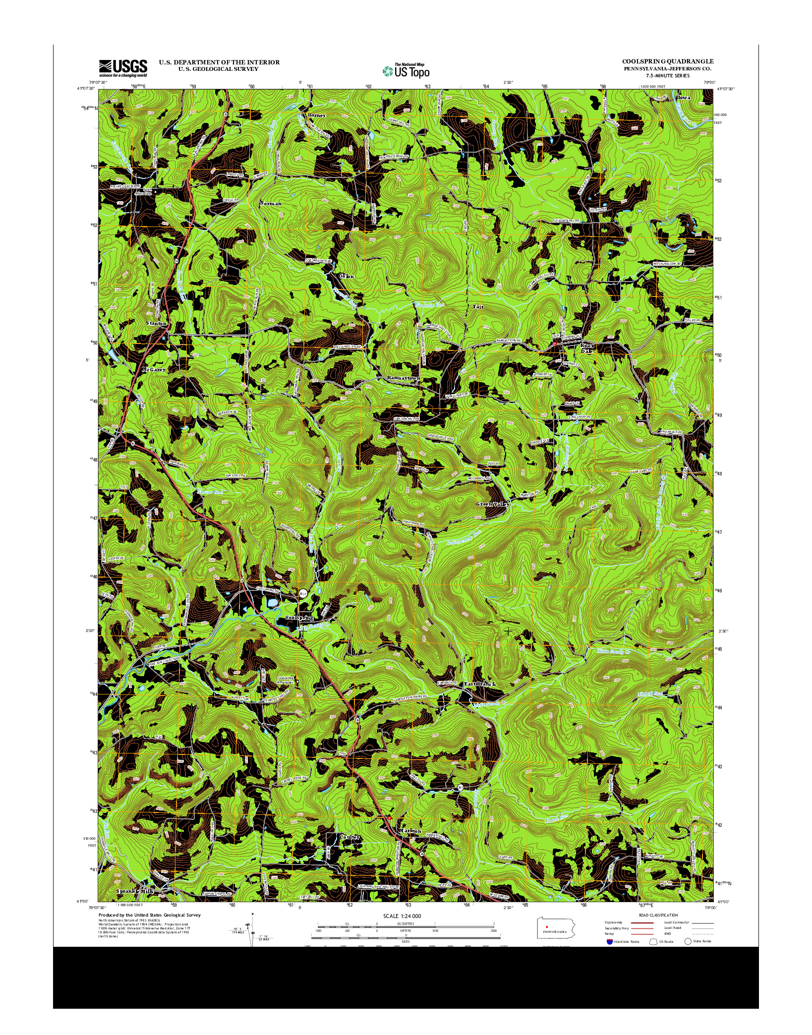 USGS US TOPO 7.5-MINUTE MAP FOR COOLSPRING, PA 2013