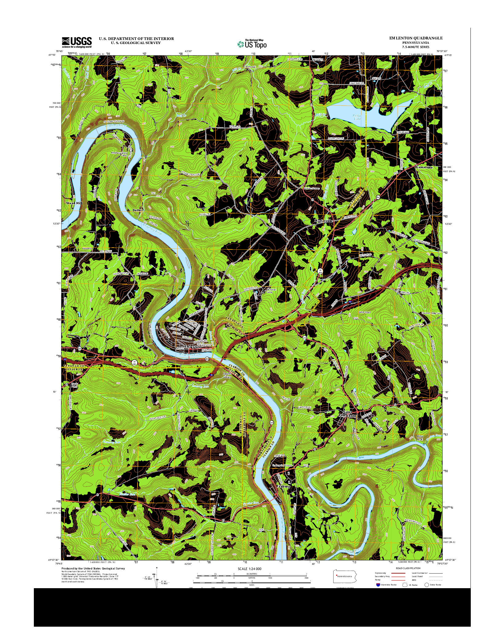 USGS US TOPO 7.5-MINUTE MAP FOR EMLENTON, PA 2013
