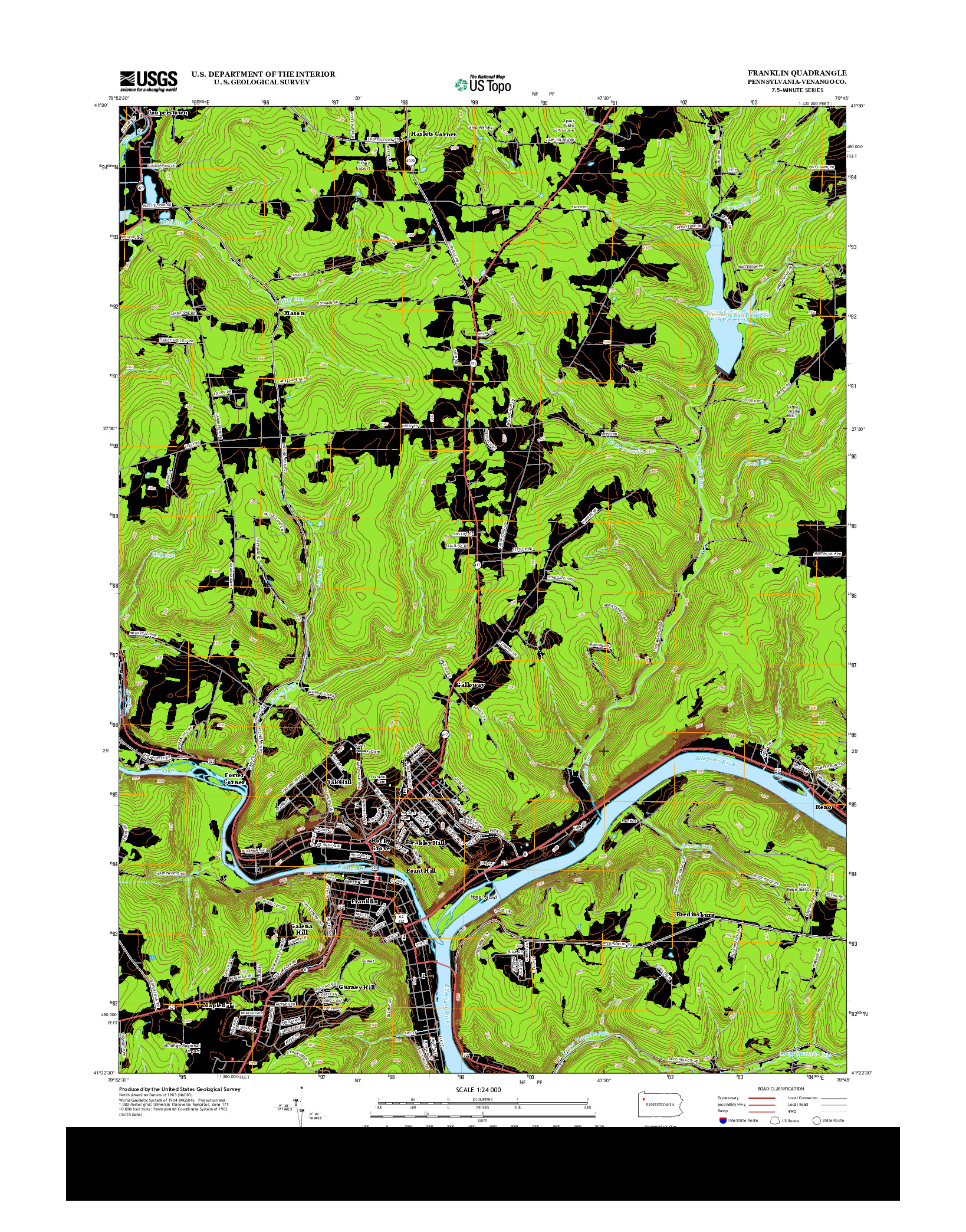 USGS US TOPO 7.5-MINUTE MAP FOR FRANKLIN, PA 2013