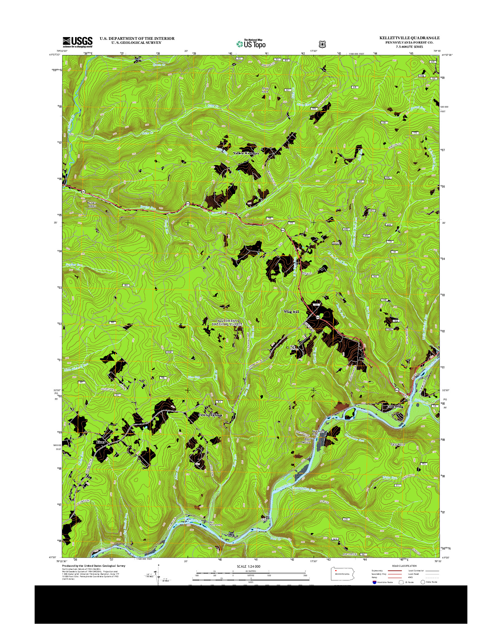 USGS US TOPO 7.5-MINUTE MAP FOR KELLETTVILLE, PA 2013