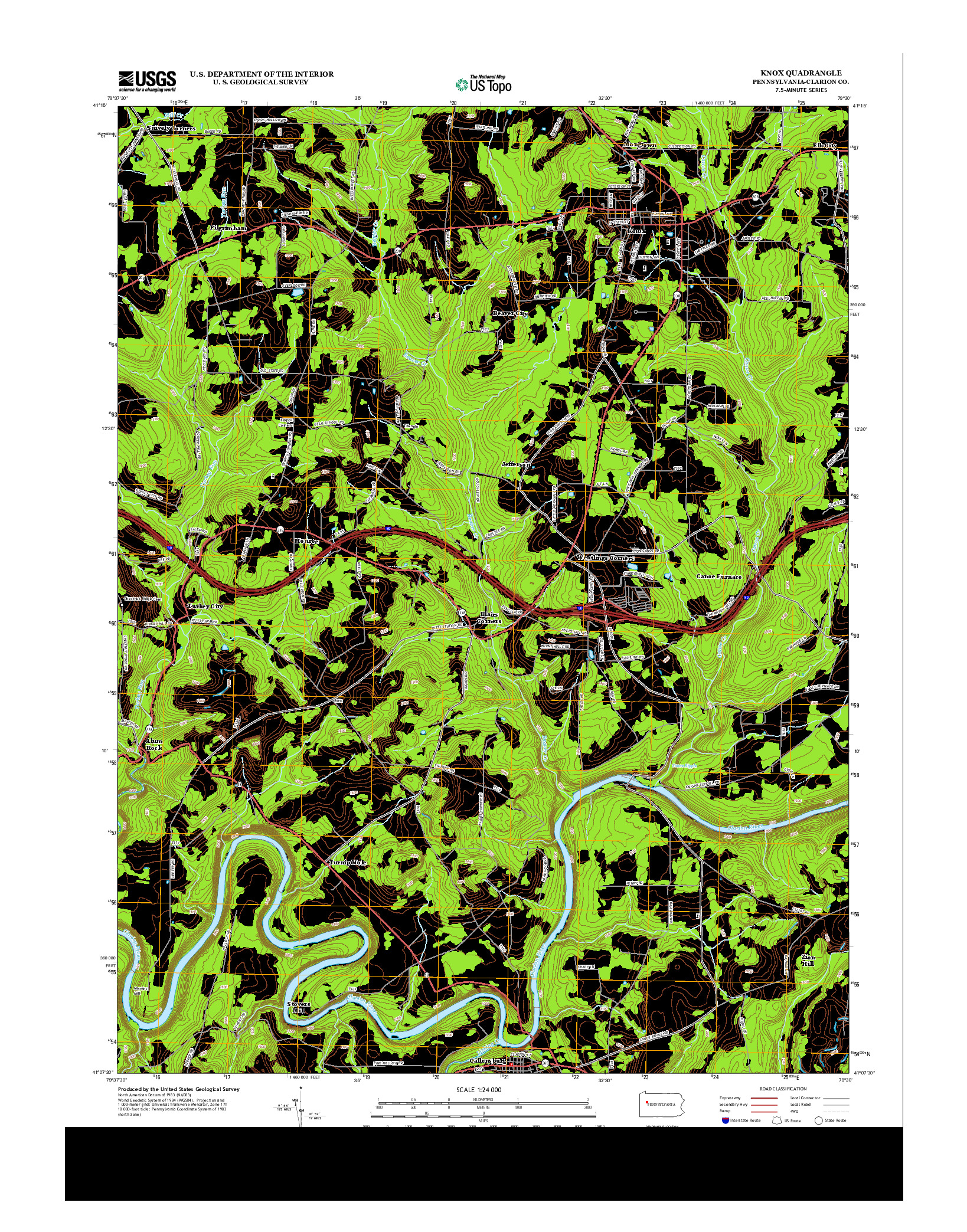 USGS US TOPO 7.5-MINUTE MAP FOR KNOX, PA 2013
