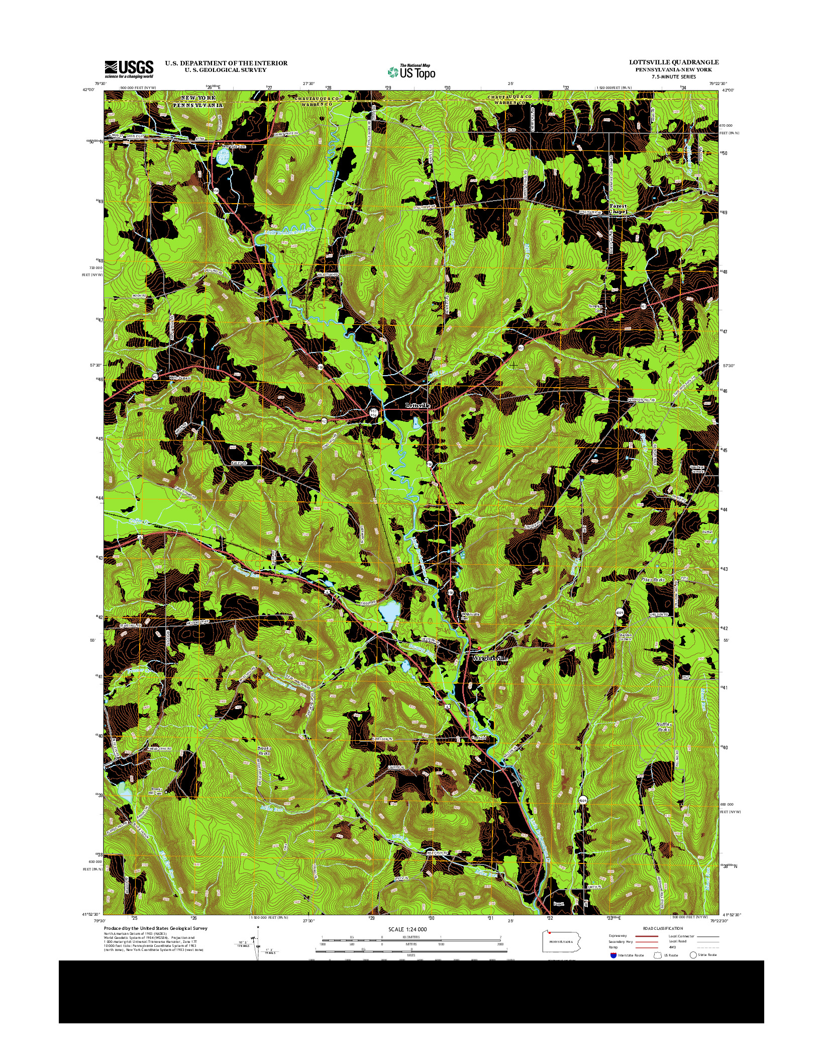 USGS US TOPO 7.5-MINUTE MAP FOR LOTTSVILLE, PA-NY 2013