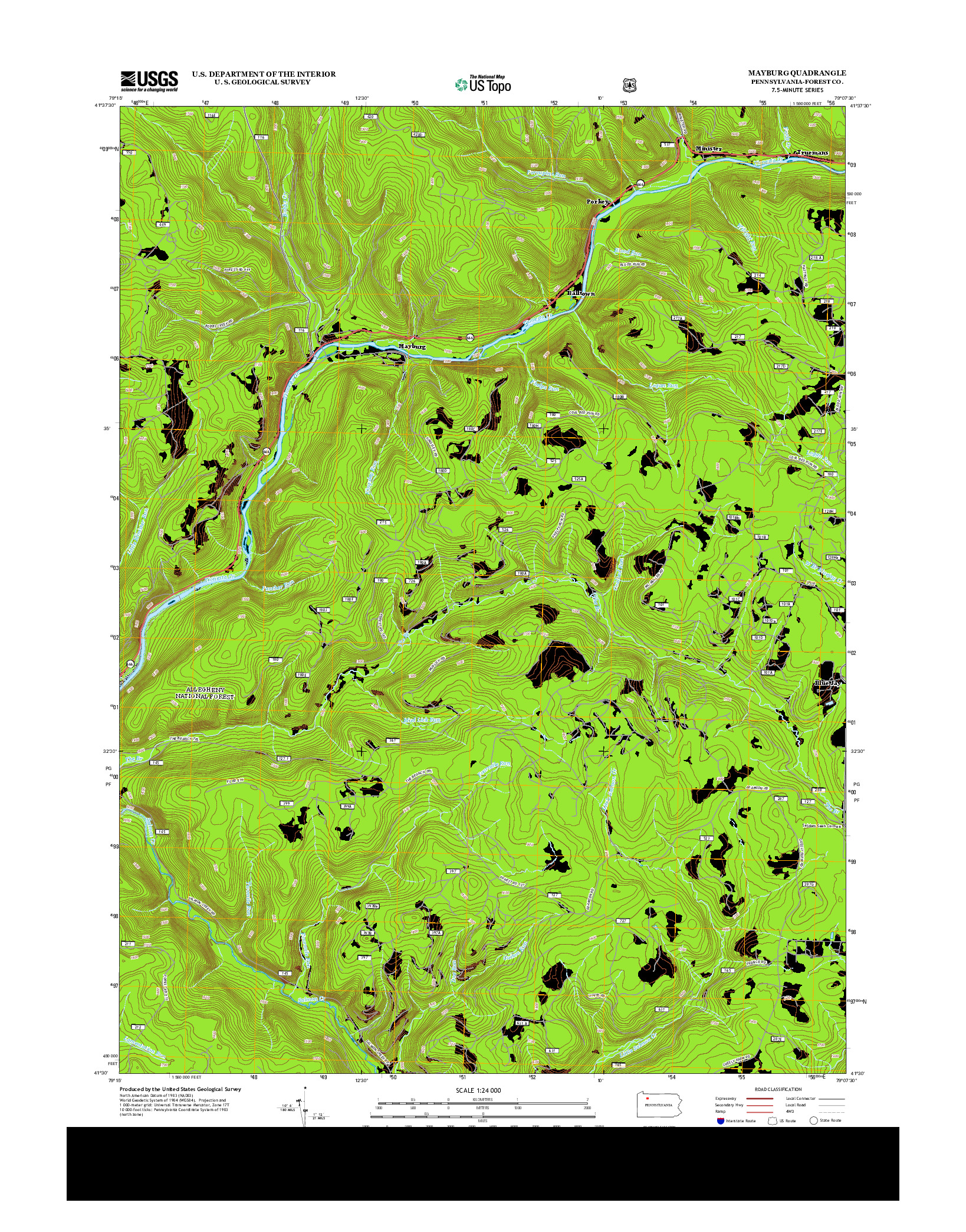 USGS US TOPO 7.5-MINUTE MAP FOR MAYBURG, PA 2013