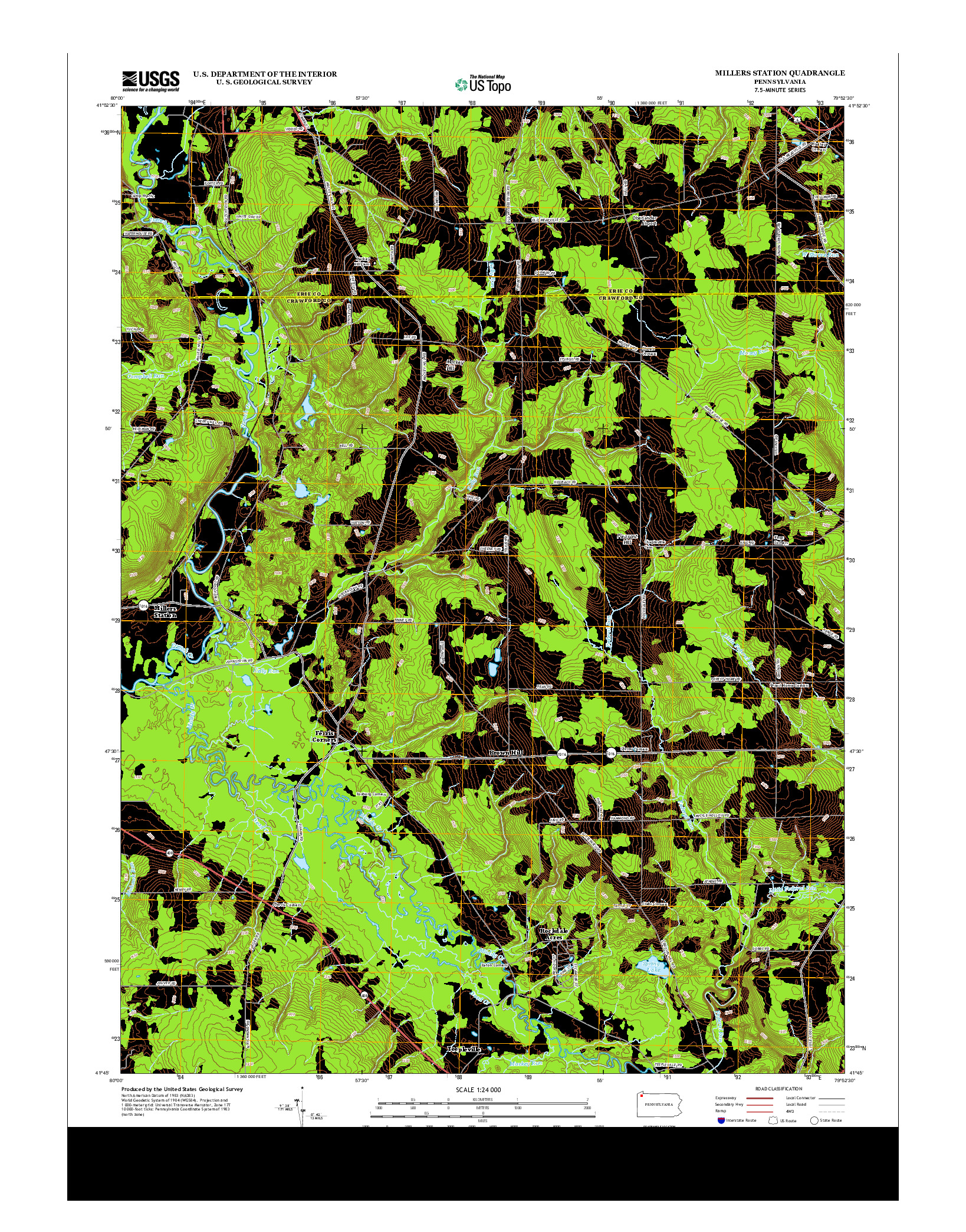 USGS US TOPO 7.5-MINUTE MAP FOR MILLERS STATION, PA 2013