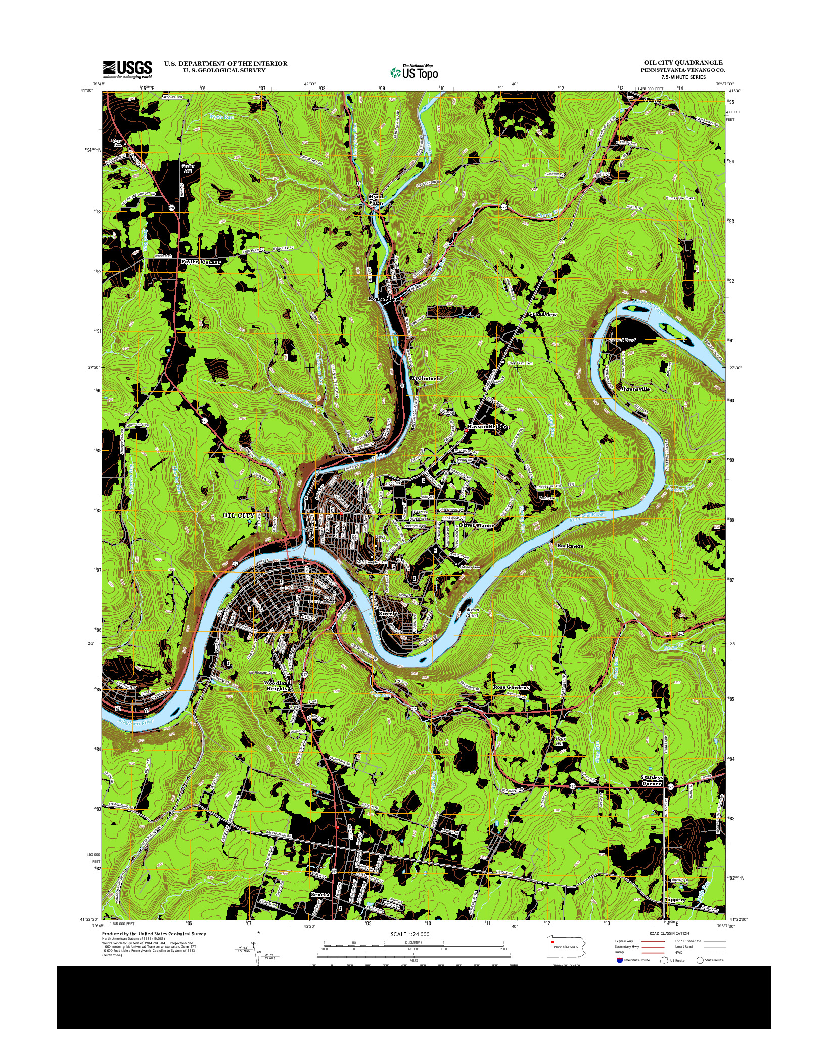 USGS US TOPO 7.5-MINUTE MAP FOR OIL CITY, PA 2013
