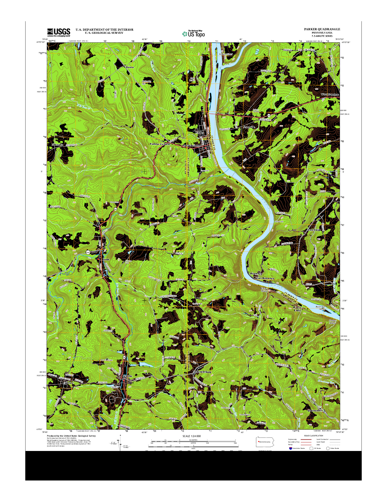 USGS US TOPO 7.5-MINUTE MAP FOR PARKER, PA 2013