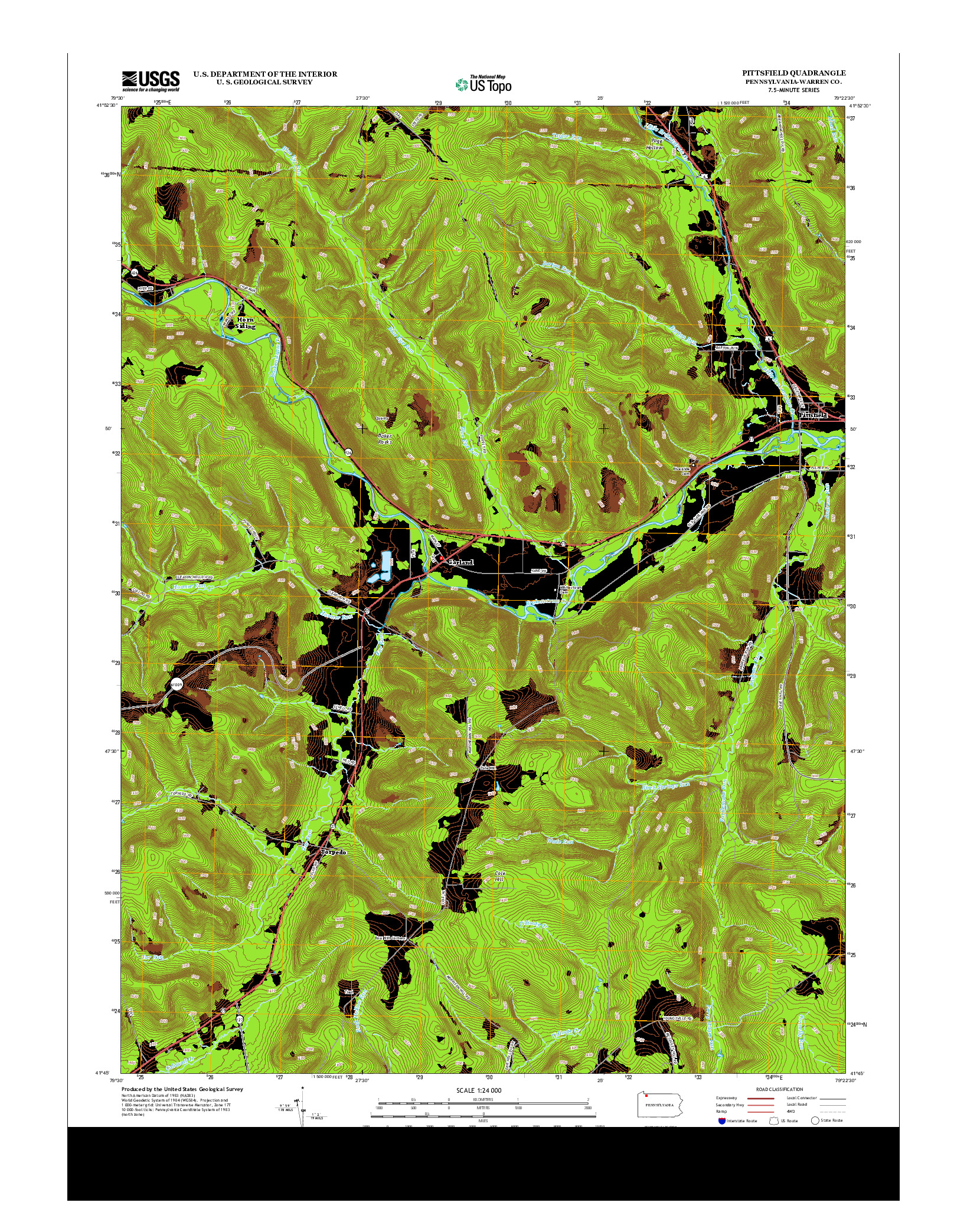 USGS US TOPO 7.5-MINUTE MAP FOR PITTSFIELD, PA 2013